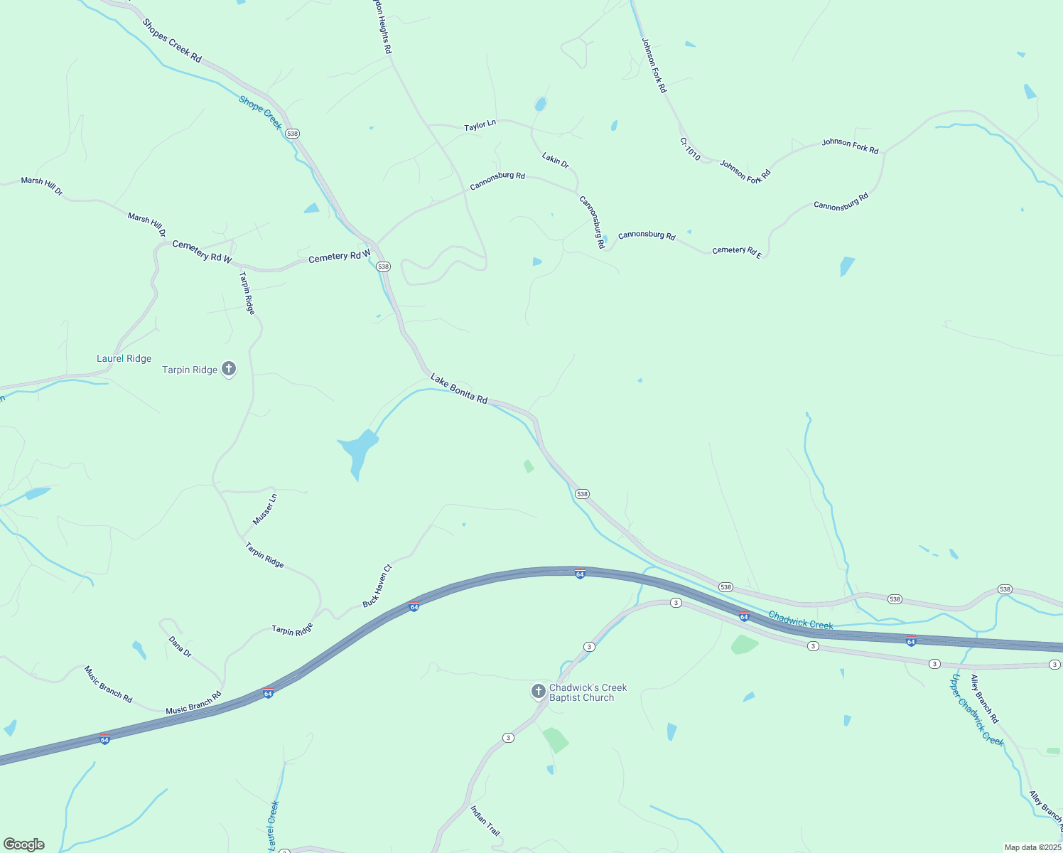 map of restaurants, bars, coffee shops, grocery stores, and more near 5117-6299 Lake Bonita Road in Catlettsburg