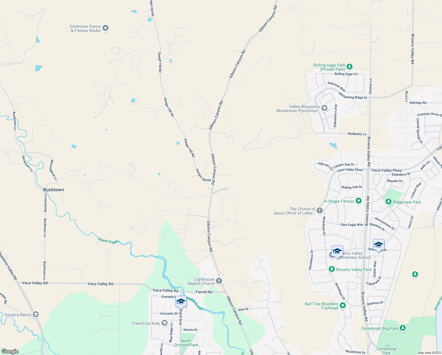 map of restaurants, bars, coffee shops, grocery stores, and more near 4047 Quail Ridge Lane in Vacaville