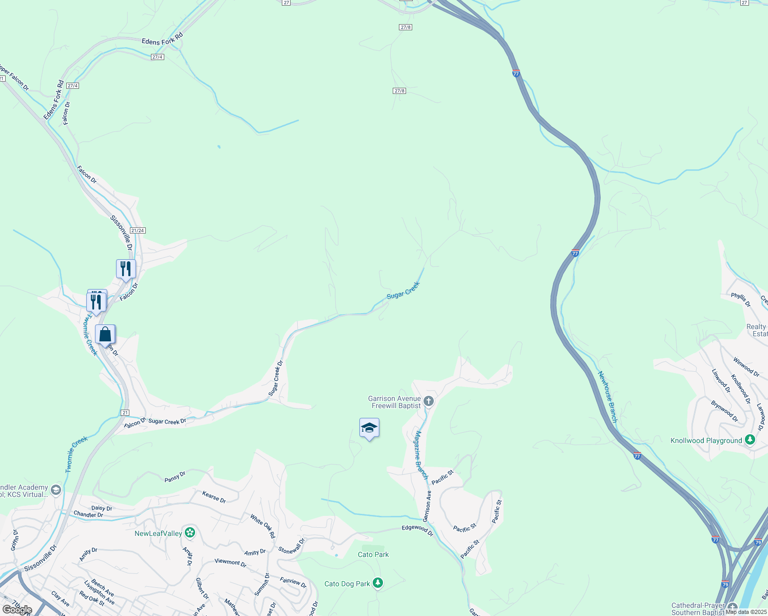 map of restaurants, bars, coffee shops, grocery stores, and more near 6 Hanshaw Drive in Charleston