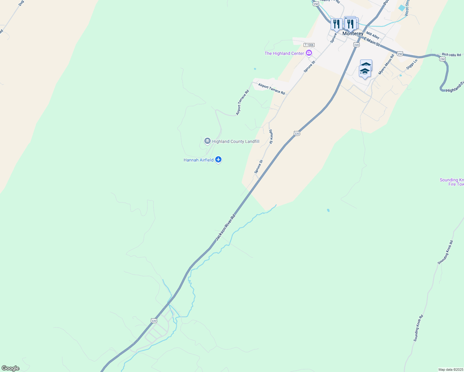 map of restaurants, bars, coffee shops, grocery stores, and more near 1308 Spruce Street in Monterey