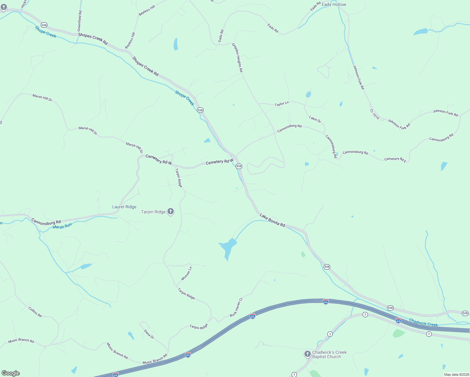 map of restaurants, bars, coffee shops, grocery stores, and more near 4410 Lake Bonita Road in Catlettsburg