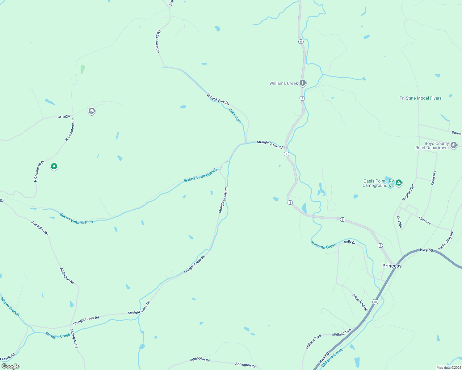 map of restaurants, bars, coffee shops, grocery stores, and more near 2208 Straight Creek Road in Ashland