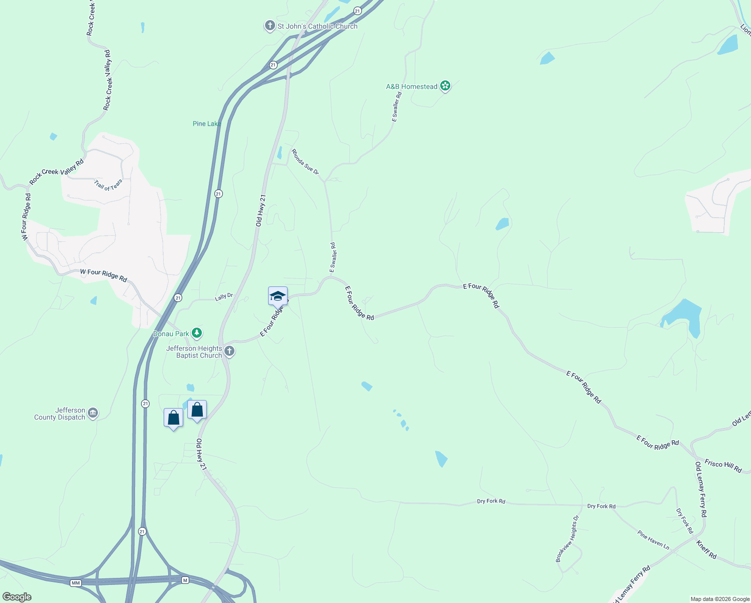 map of restaurants, bars, coffee shops, grocery stores, and more near 4201 East Four Ridge Road in Imperial