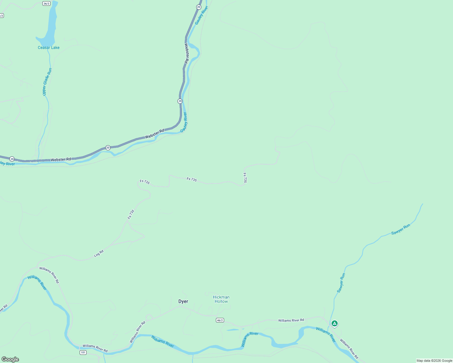 map of restaurants, bars, coffee shops, grocery stores, and more near Fs 735 in Webster Springs