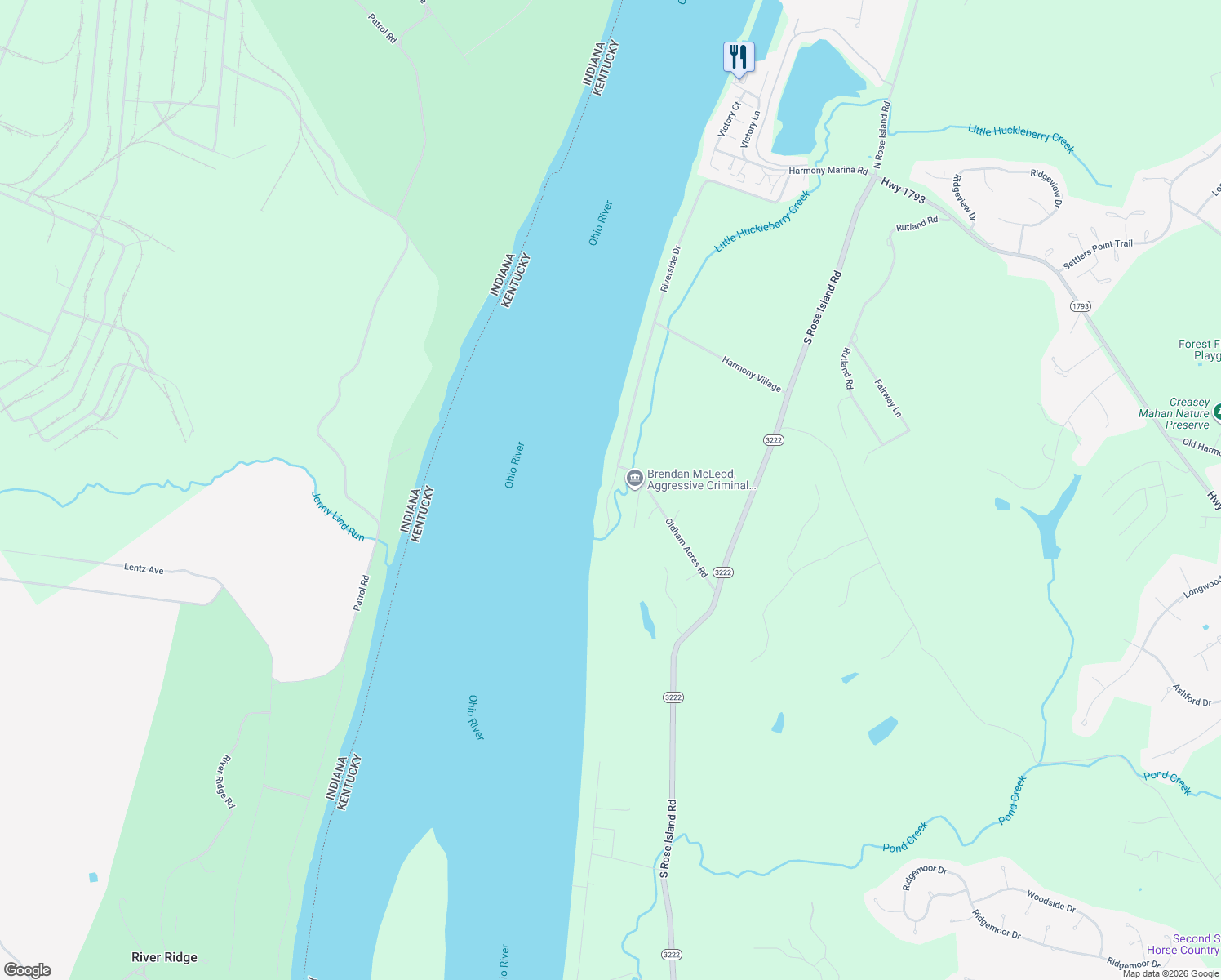 map of restaurants, bars, coffee shops, grocery stores, and more near 1726 Riverside Dr in Prospect