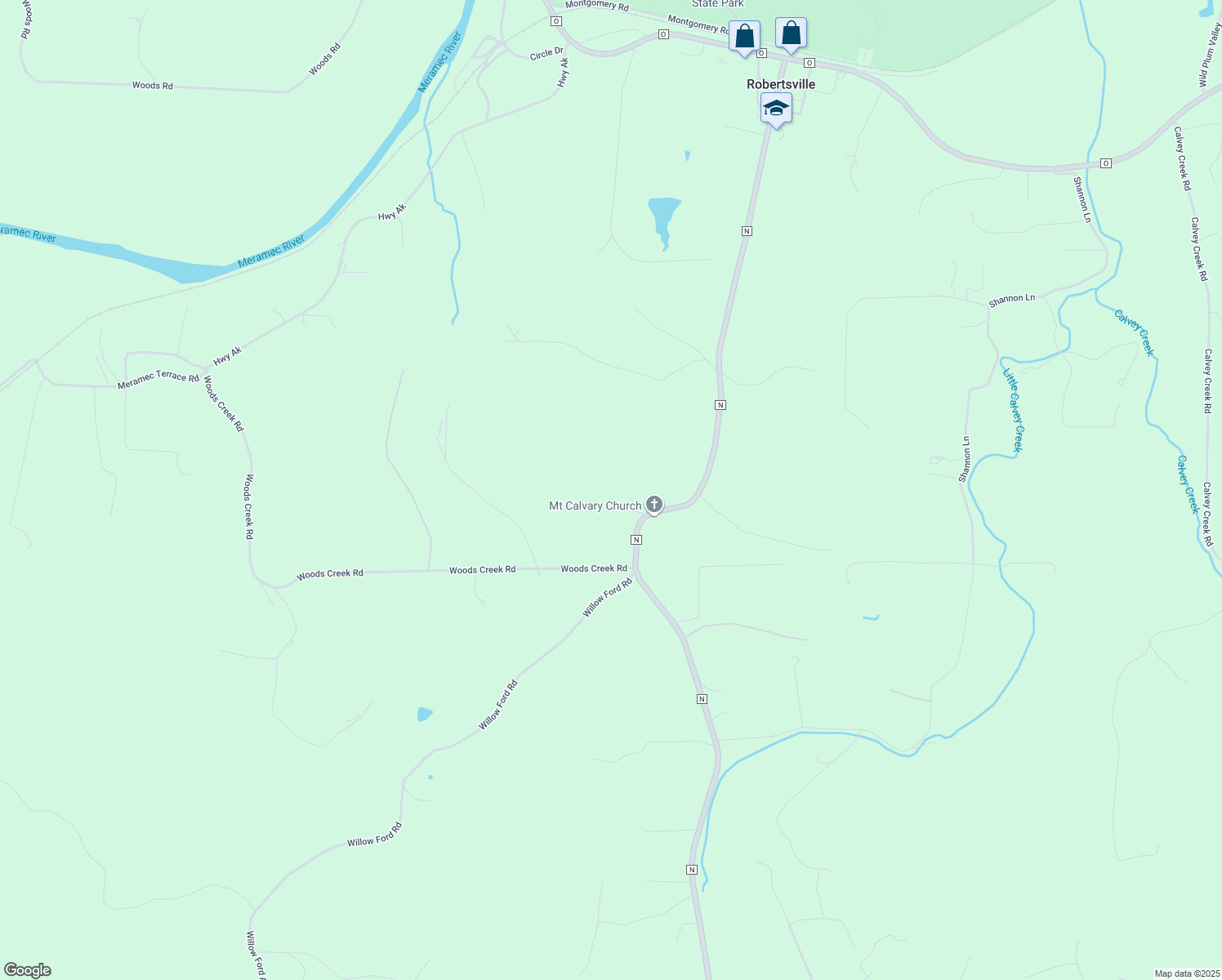 map of restaurants, bars, coffee shops, grocery stores, and more near 1629 Rock Ridge Road in Robertsville