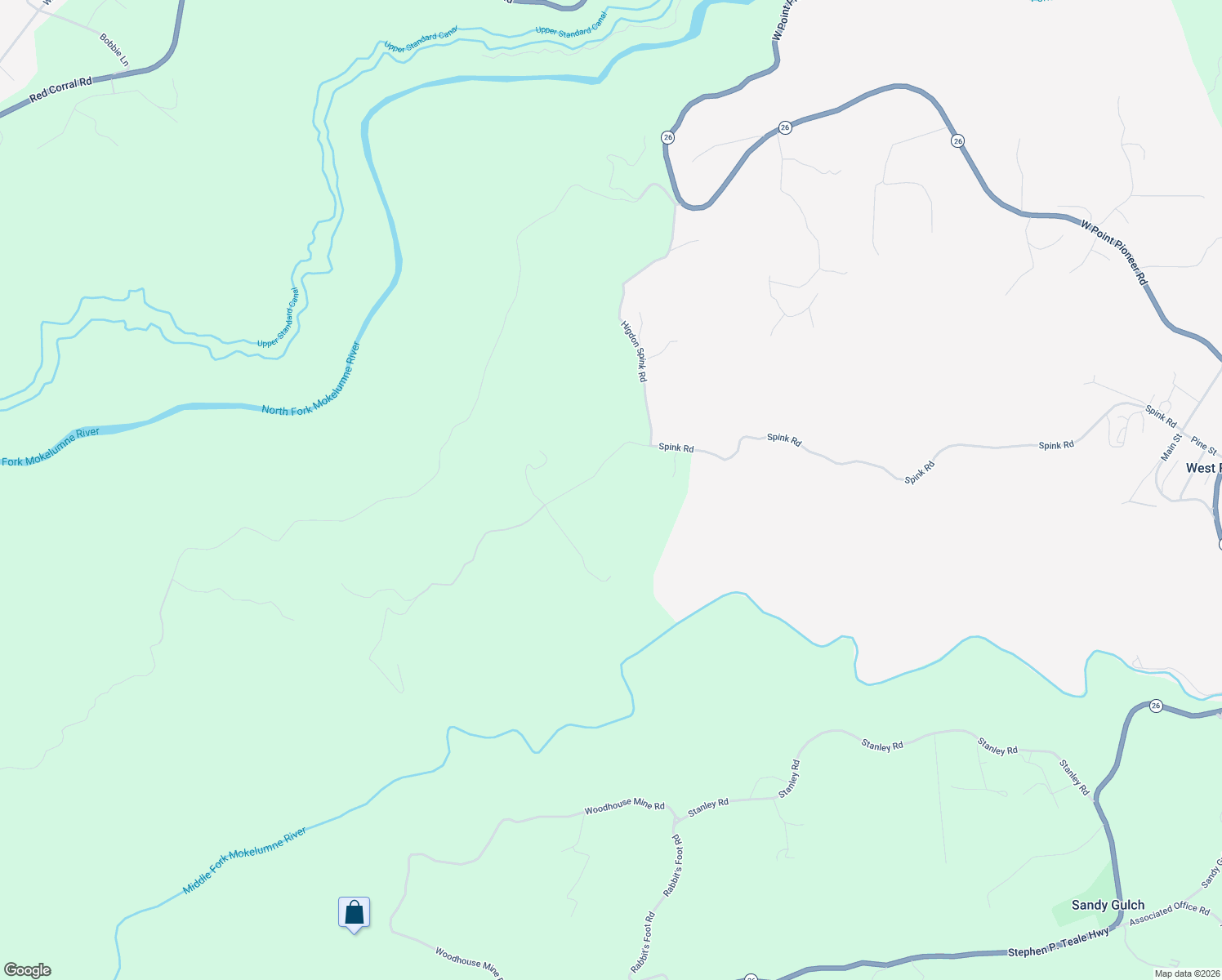map of restaurants, bars, coffee shops, grocery stores, and more near 2405 Spink Road in West Point