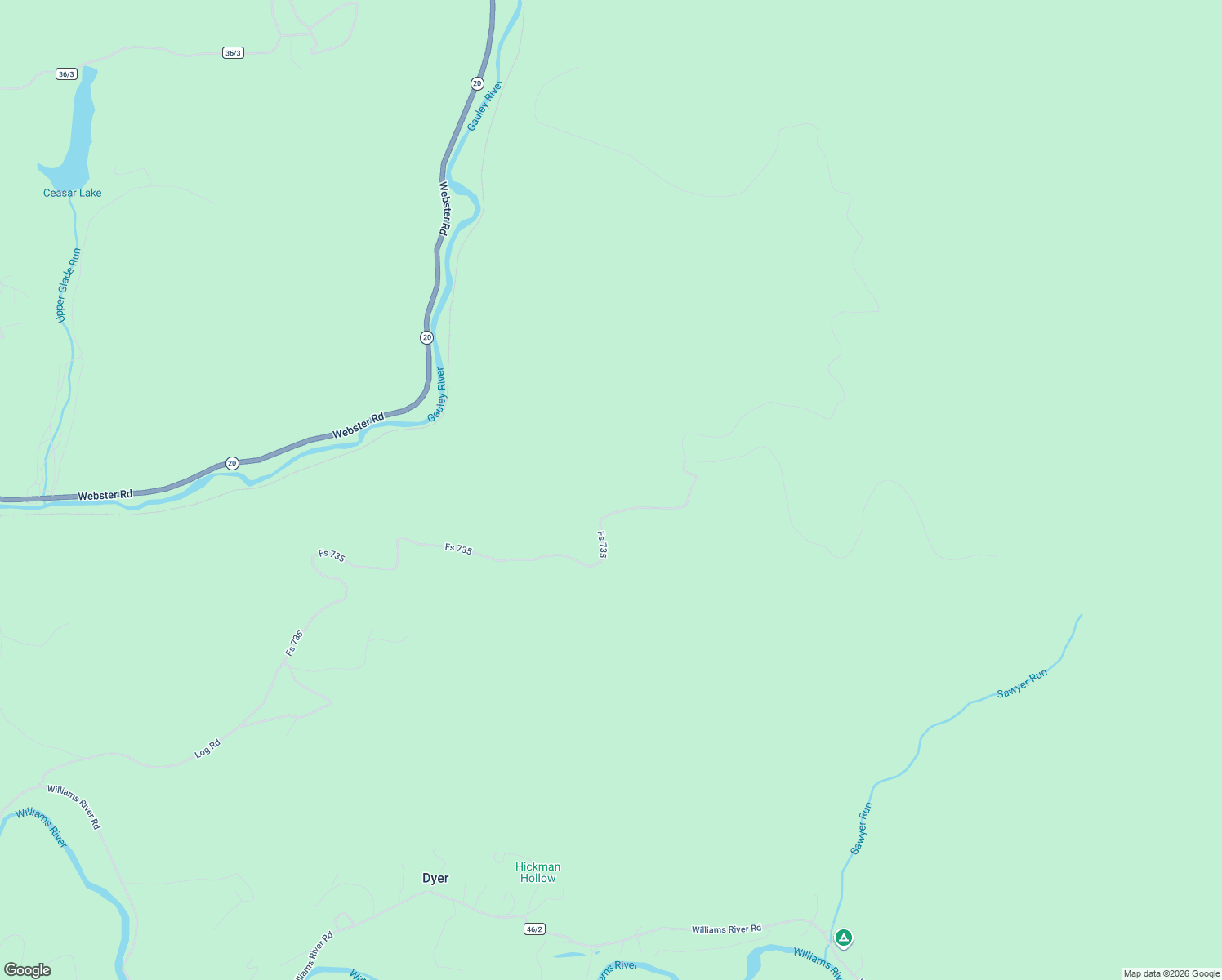 map of restaurants, bars, coffee shops, grocery stores, and more near Fs 735 in Webster Springs