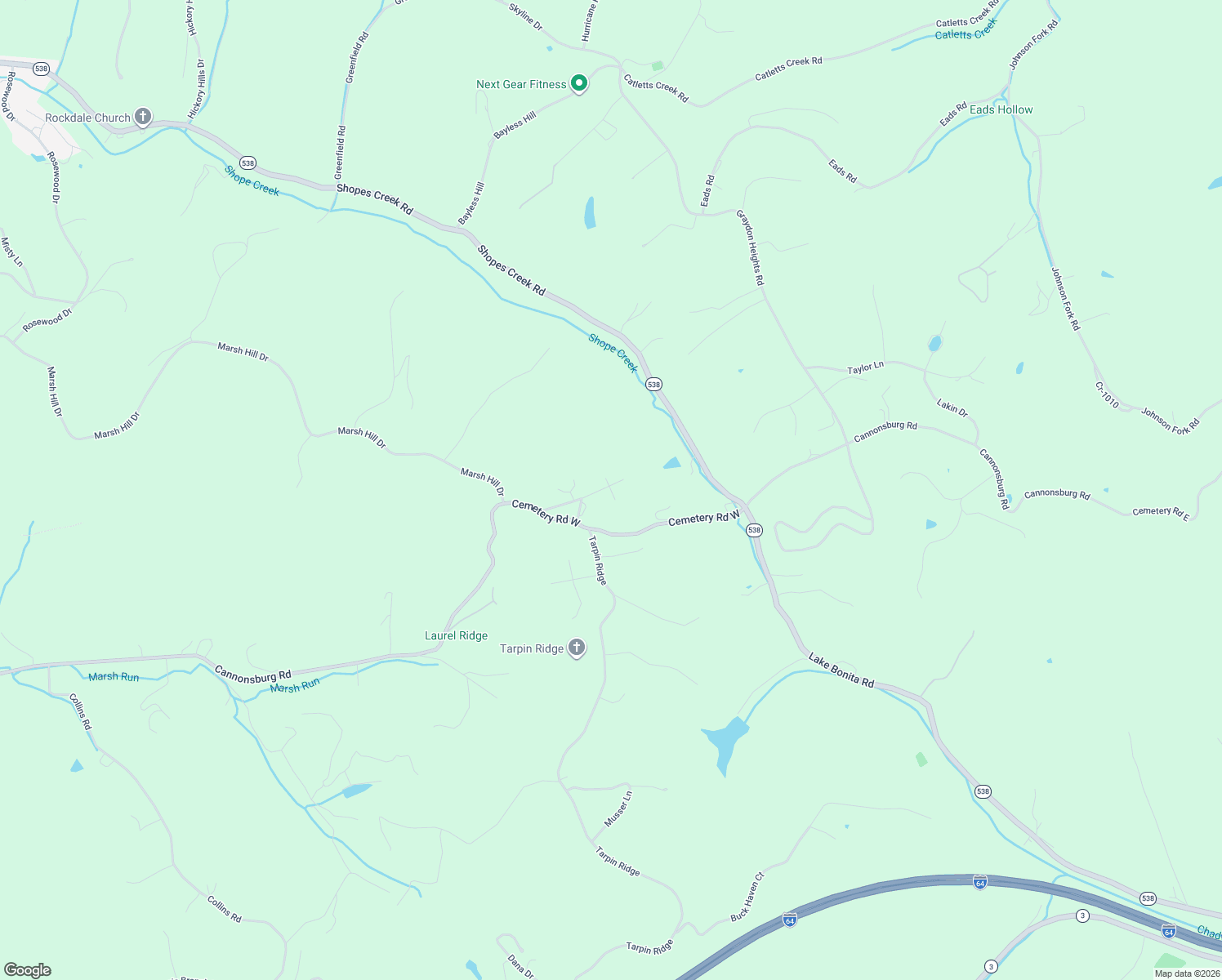 map of restaurants, bars, coffee shops, grocery stores, and more near Young Road in Boyd County