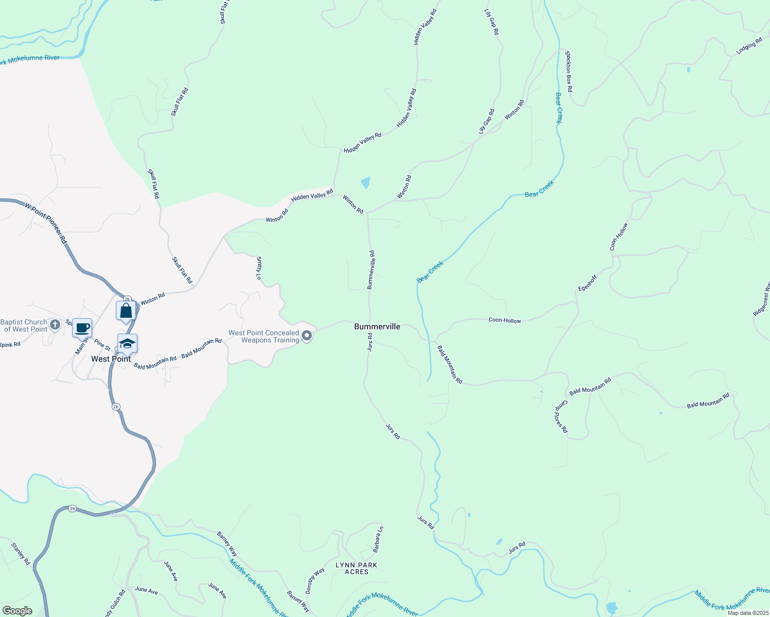 map of restaurants, bars, coffee shops, grocery stores, and more near 1555 Bummerville Road in West Point