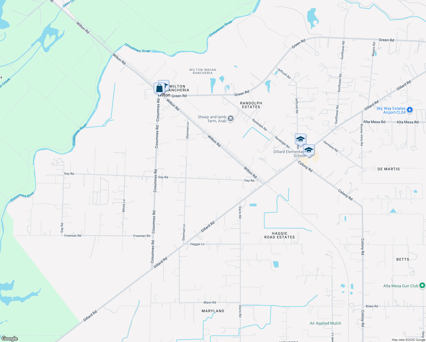 map of restaurants, bars, coffee shops, grocery stores, and more near 11187 Gay Road in Wilton