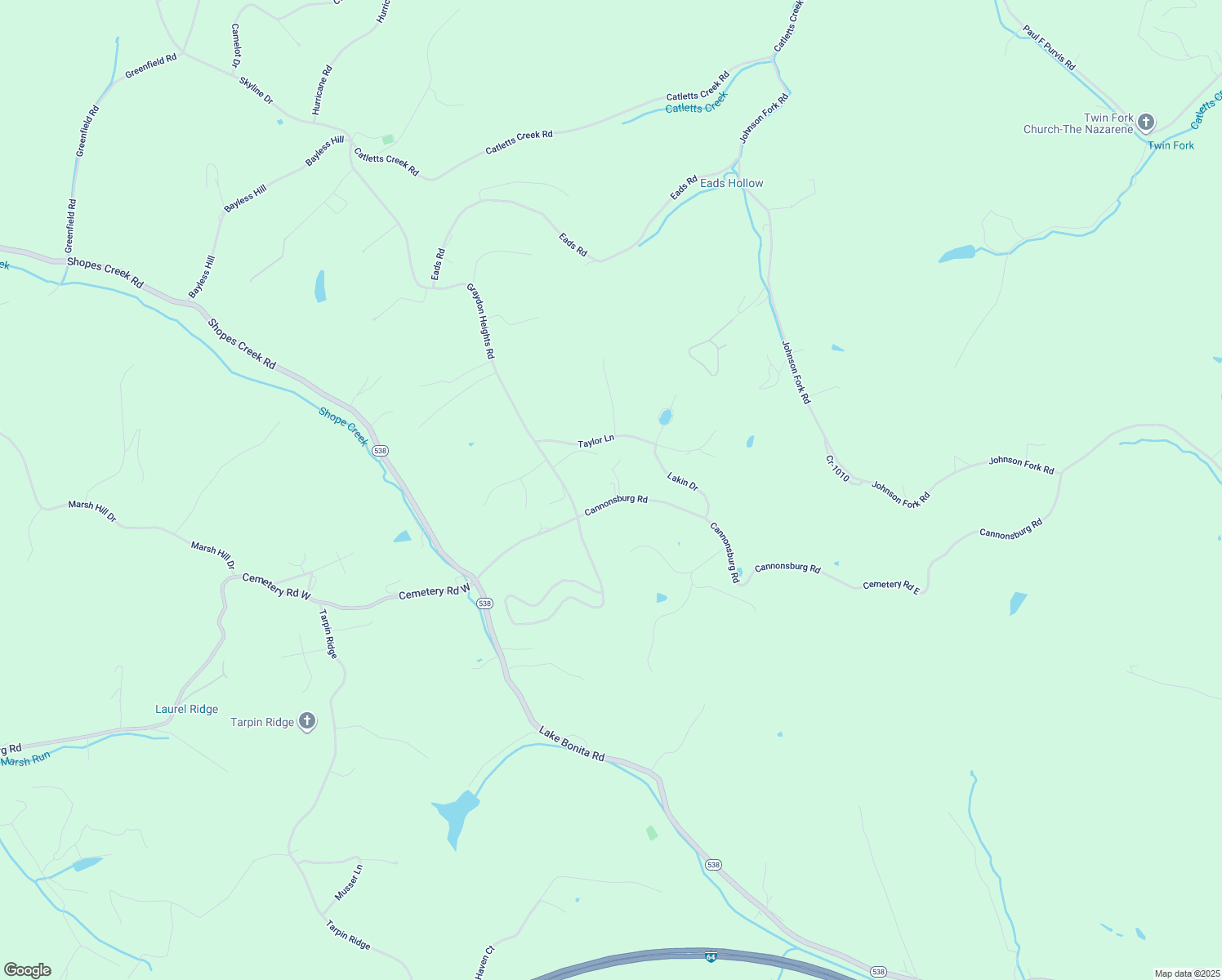 map of restaurants, bars, coffee shops, grocery stores, and more near 5401-5575 Cemetery Road East in Catlettsburg