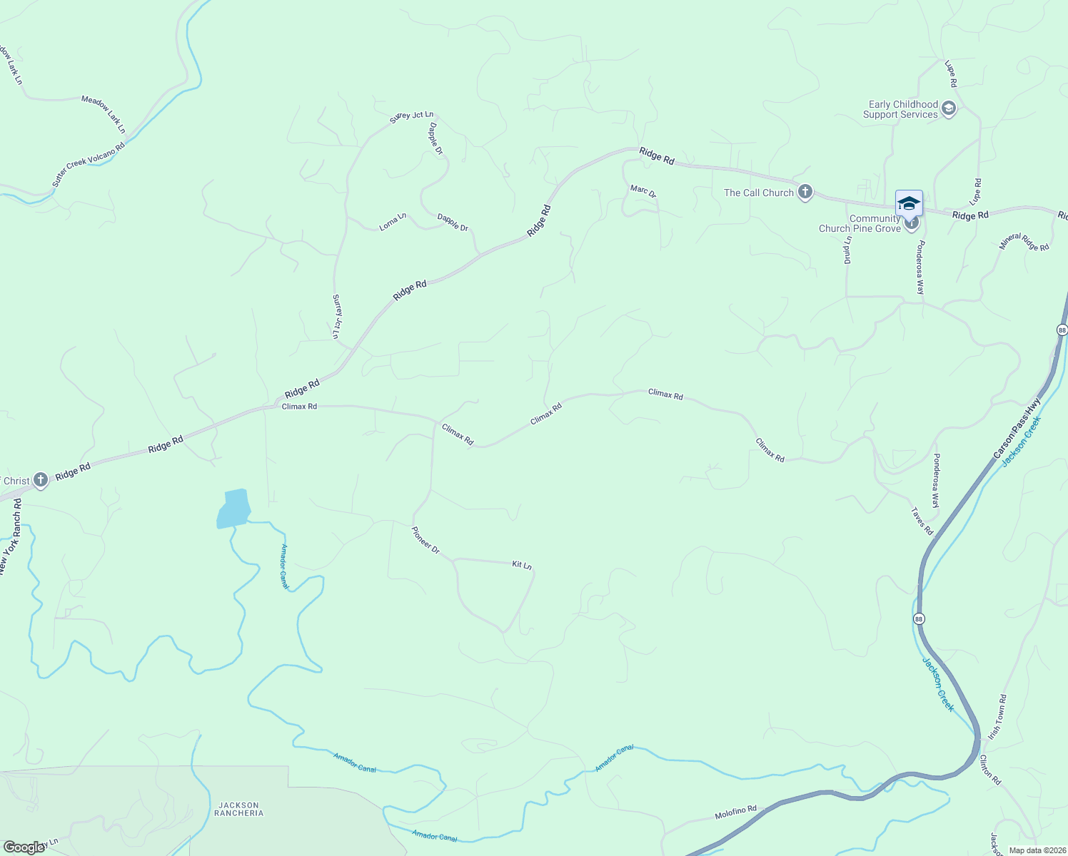 map of restaurants, bars, coffee shops, grocery stores, and more near 17542 Climax Road in Jackson