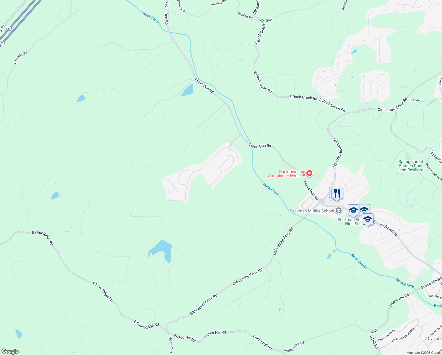 map of restaurants, bars, coffee shops, grocery stores, and more near 4084 Amberleigh Parkway in Imperial