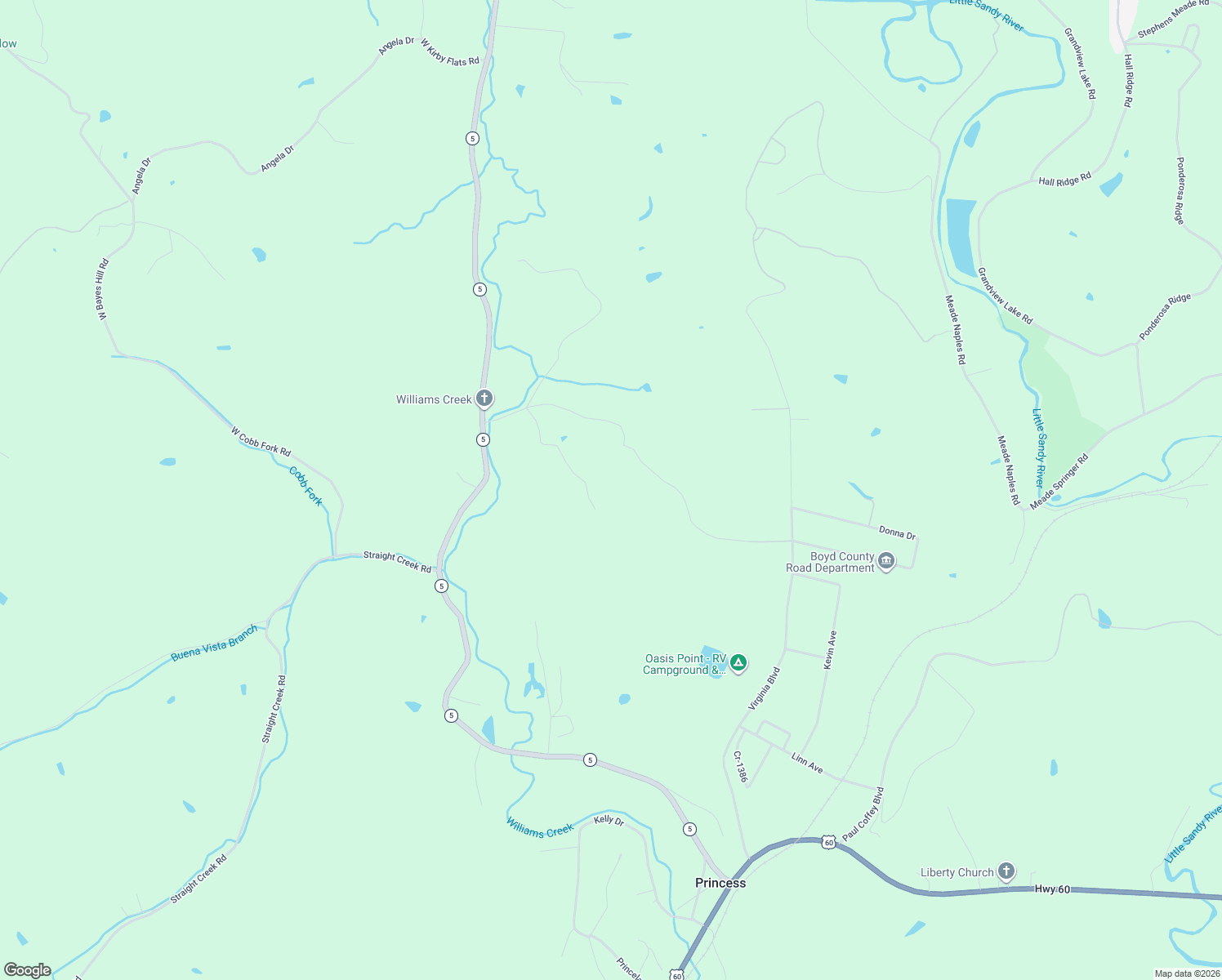map of restaurants, bars, coffee shops, grocery stores, and more near 1748 Cr-1314 in Ashland