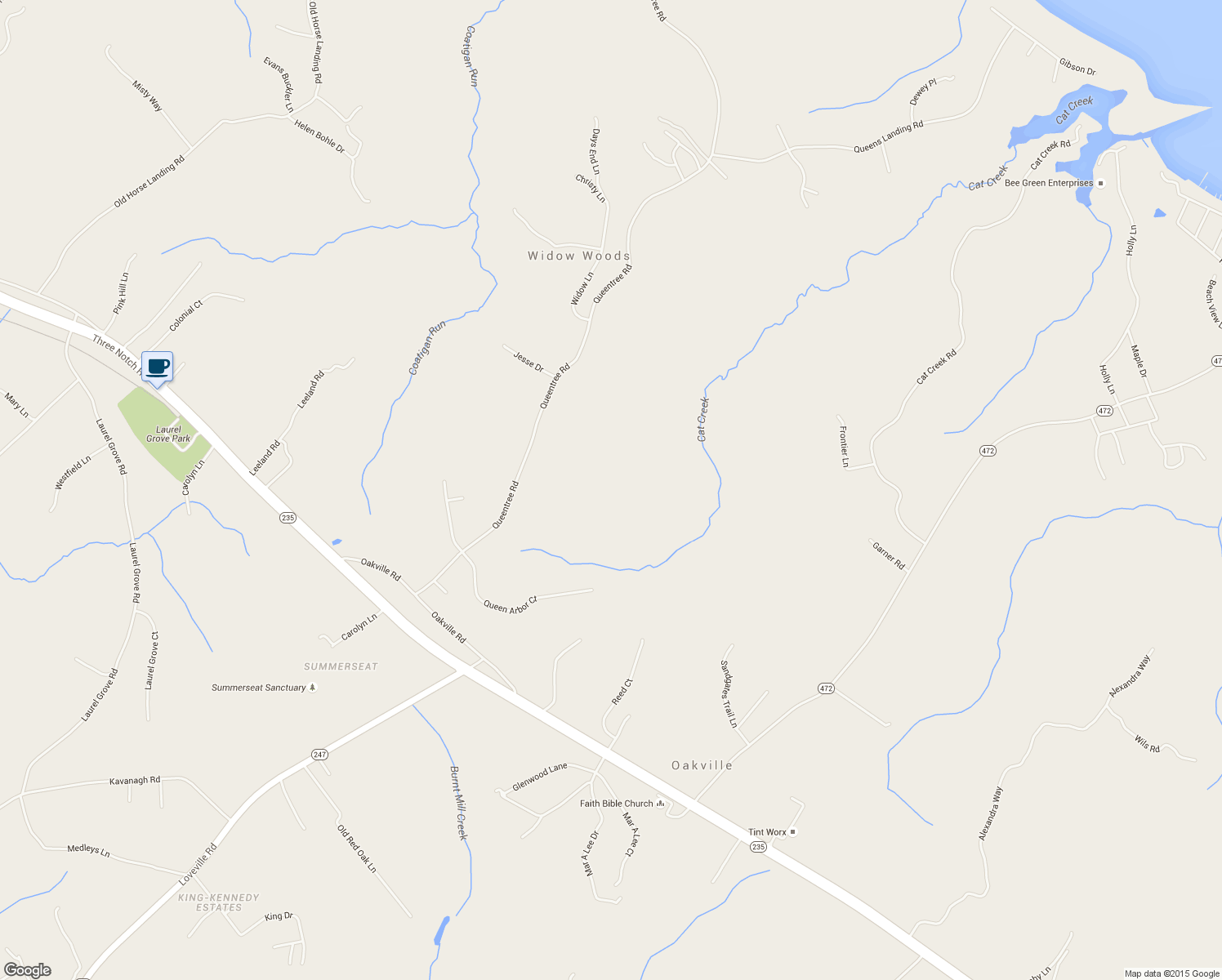 map of restaurants, bars, coffee shops, grocery stores, and more near 26820 Queentree Road in Mechanicsville