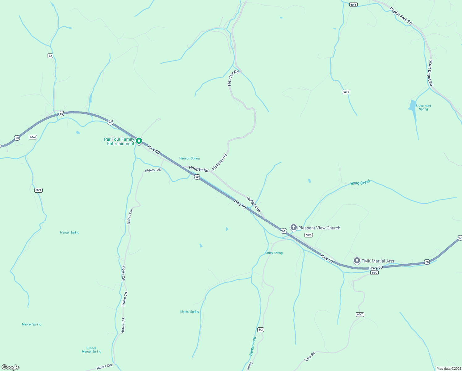 map of restaurants, bars, coffee shops, grocery stores, and more near 552 Hodges Road in Putnam County