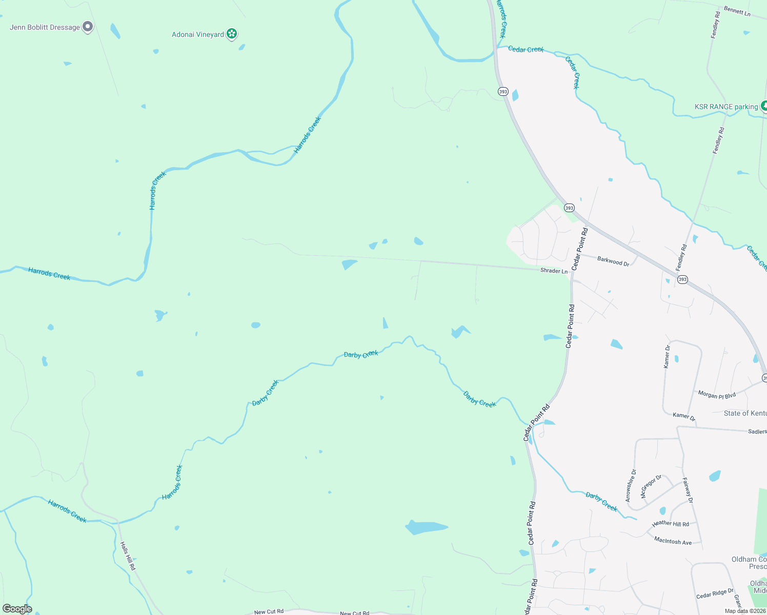 map of restaurants, bars, coffee shops, grocery stores, and more near 6410 Shrader Lane in La Grange