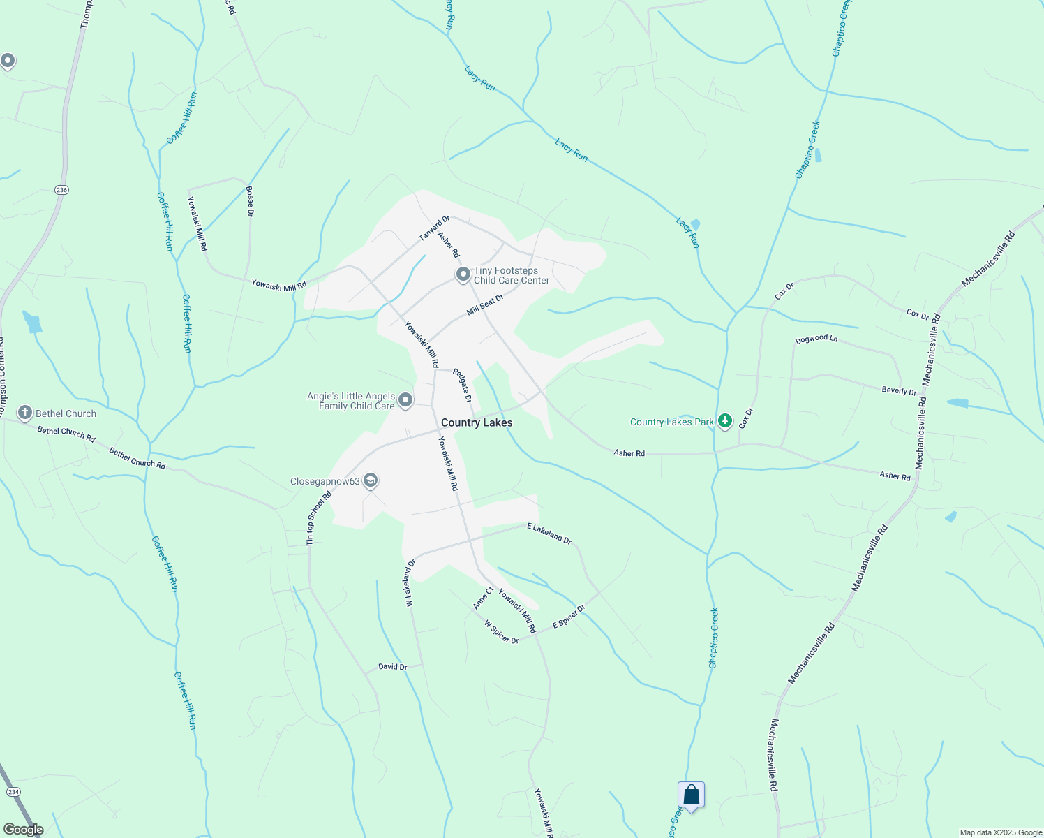 map of restaurants, bars, coffee shops, grocery stores, and more near 27092 Tin top School Road in Mechanicsville