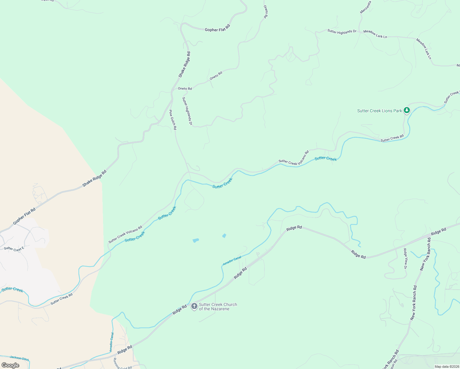 map of restaurants, bars, coffee shops, grocery stores, and more near 14232 Sutter Creek Road in Sutter Creek