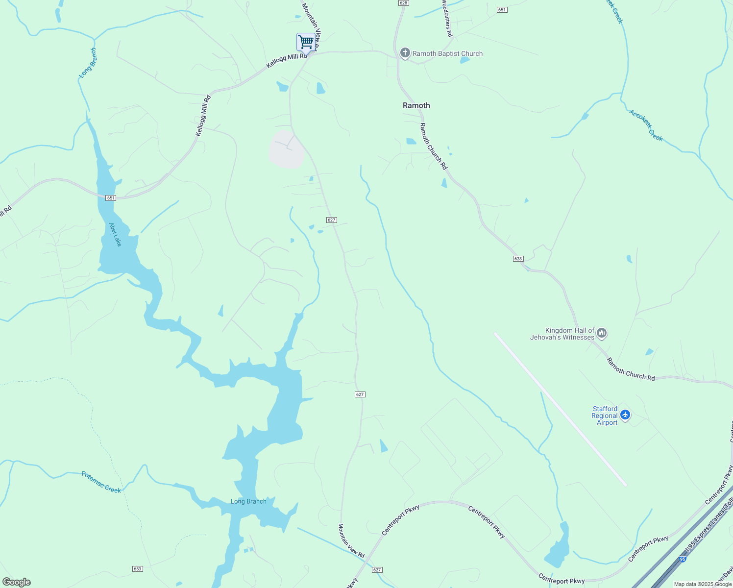 map of restaurants, bars, coffee shops, grocery stores, and more near 936 Mountain View Road in Fredericksburg