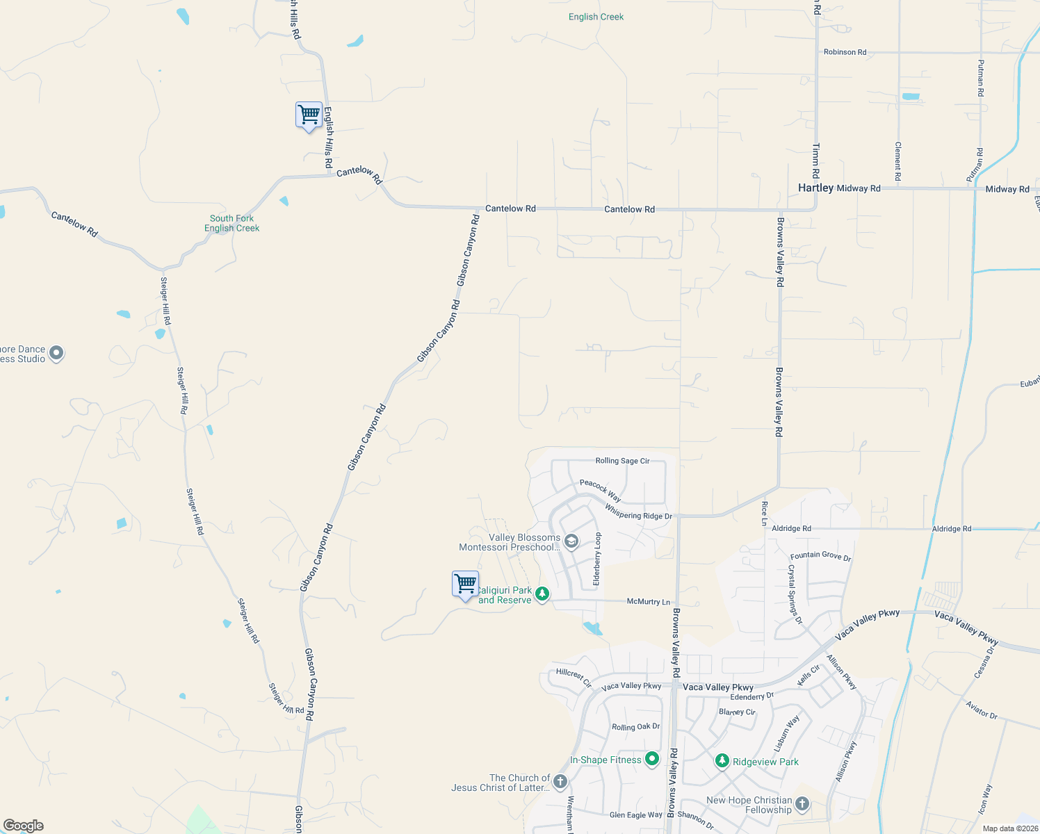 map of restaurants, bars, coffee shops, grocery stores, and more near 7180-7198 Liberty Ln in Vacaville