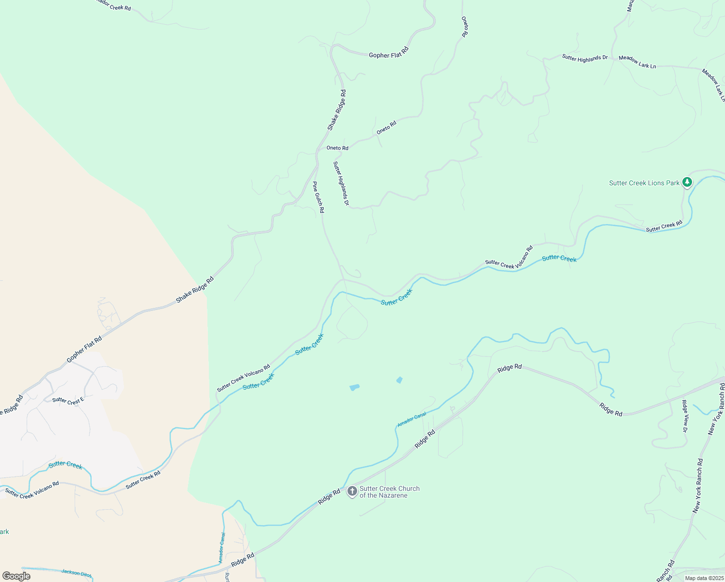map of restaurants, bars, coffee shops, grocery stores, and more near 13567 Pine Gulch Court in Sutter Creek
