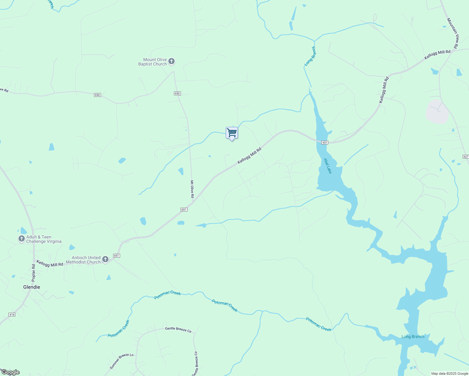 map of restaurants, bars, coffee shops, grocery stores, and more near 87 Wateredge Lane in Fredericksburg
