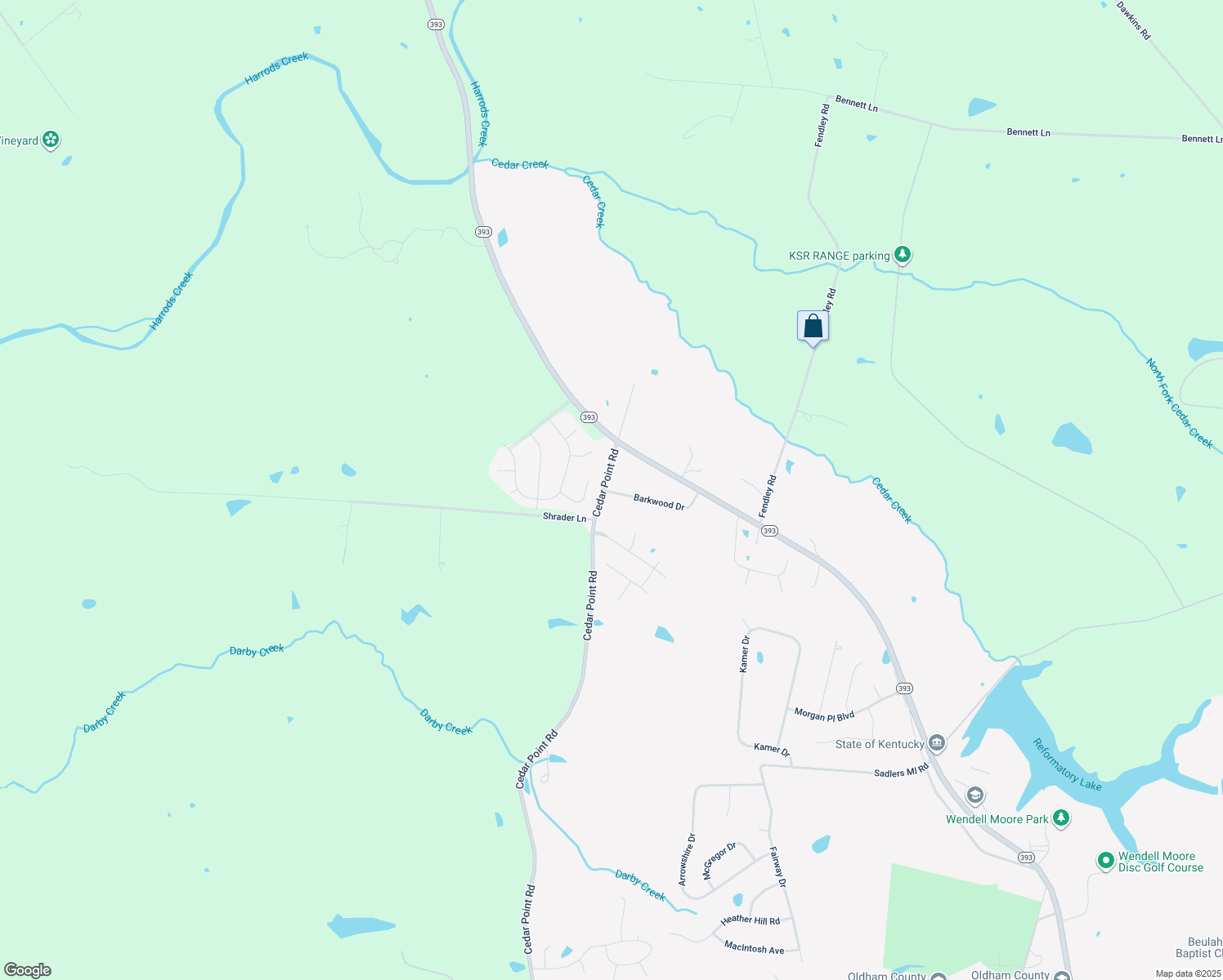 map of restaurants, bars, coffee shops, grocery stores, and more near 1009 Cedar Point Road in La Grange