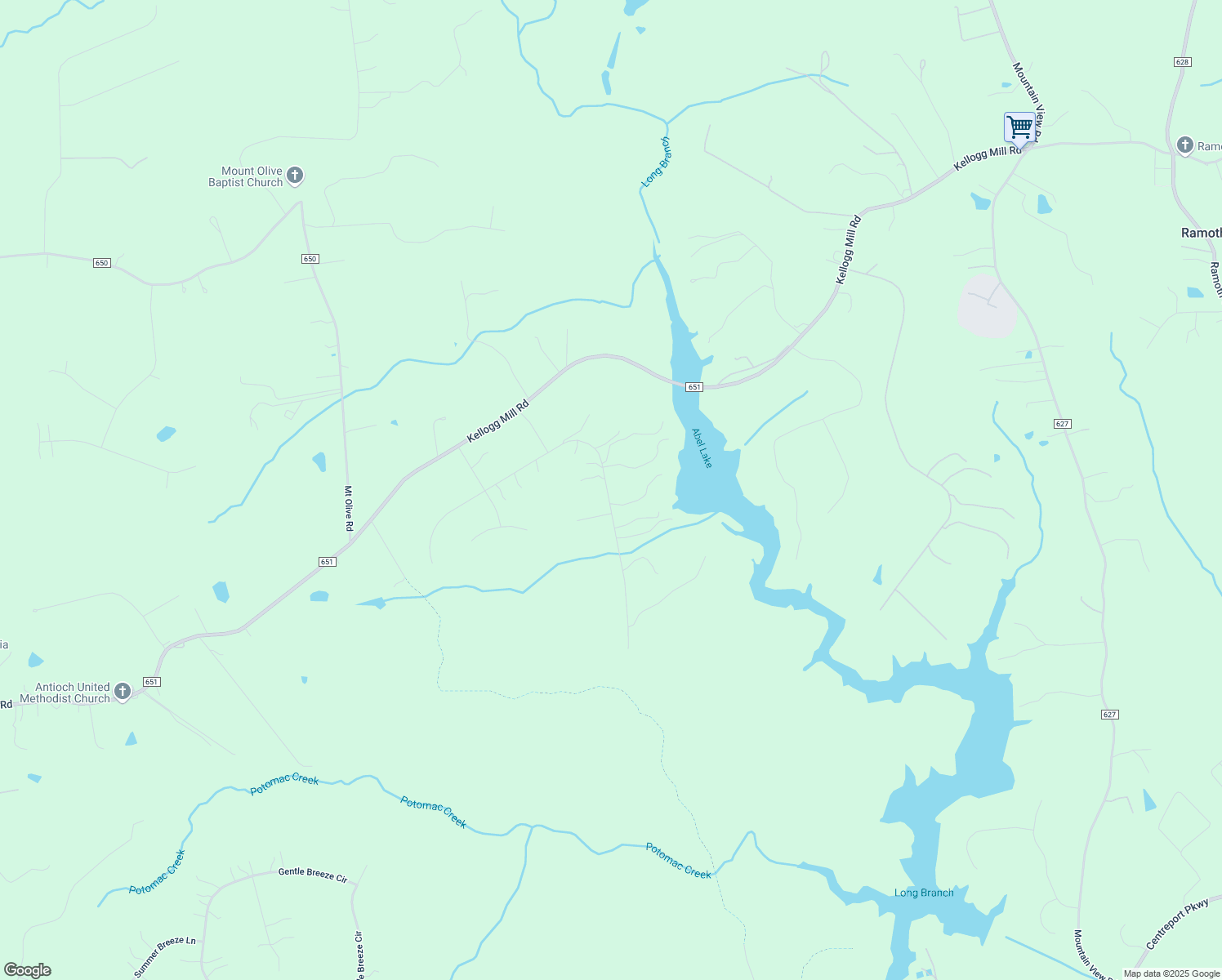 map of restaurants, bars, coffee shops, grocery stores, and more near 121 Wateredge Lane in Fredericksburg