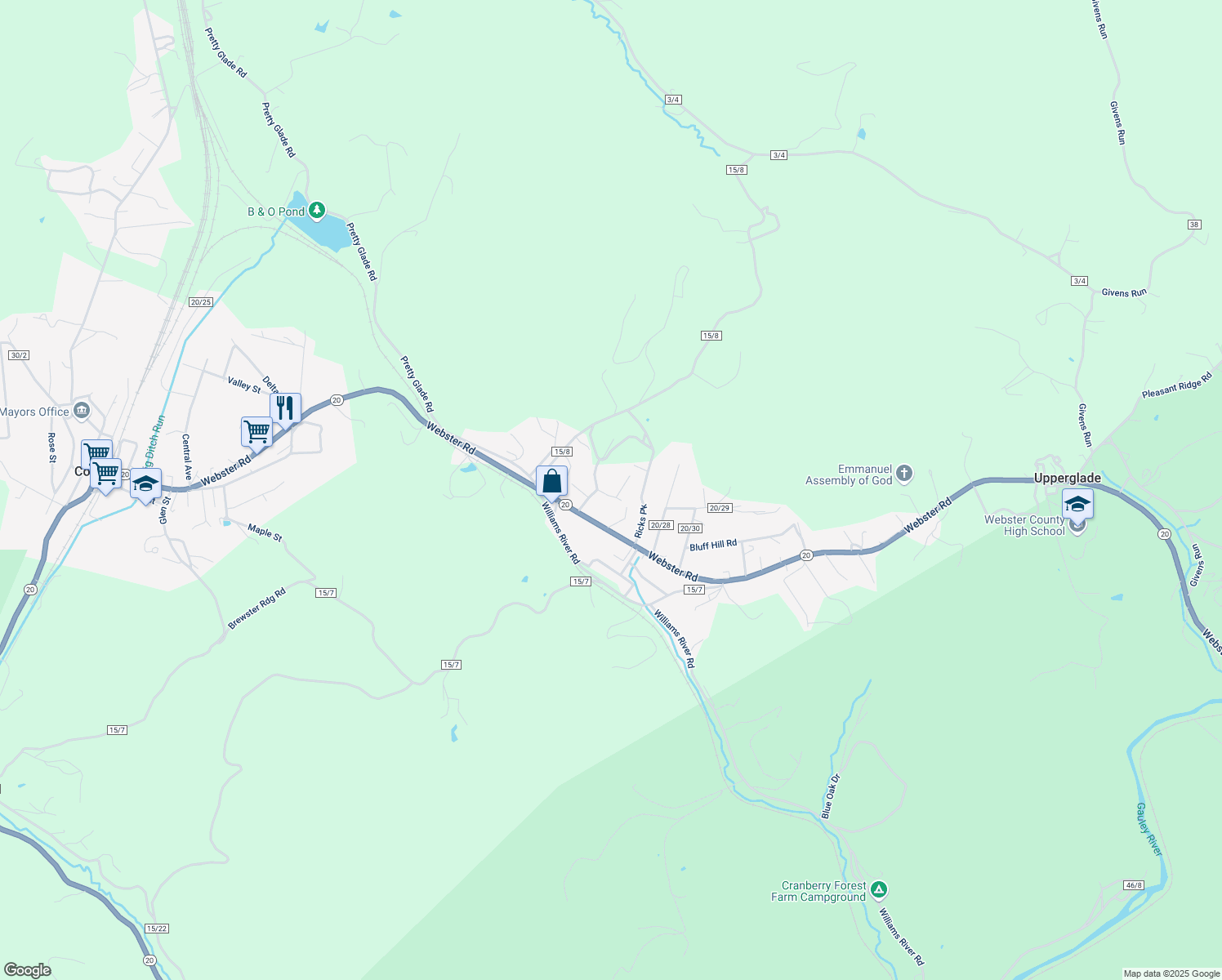 map of restaurants, bars, coffee shops, grocery stores, and more near 13 Lisa Lane in Cowen