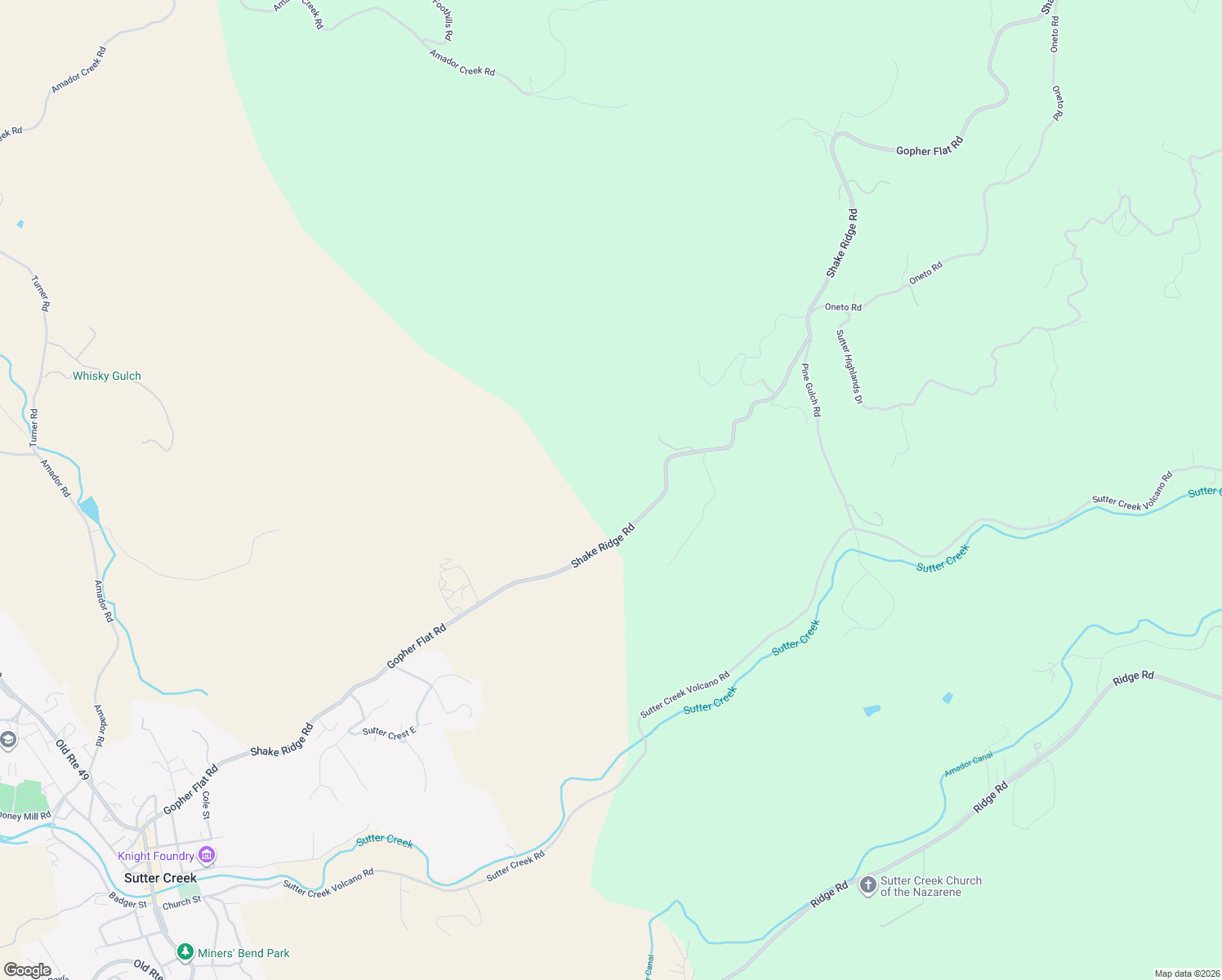 map of restaurants, bars, coffee shops, grocery stores, and more near 13450 Heritage Oaks Drive in Sutter Creek