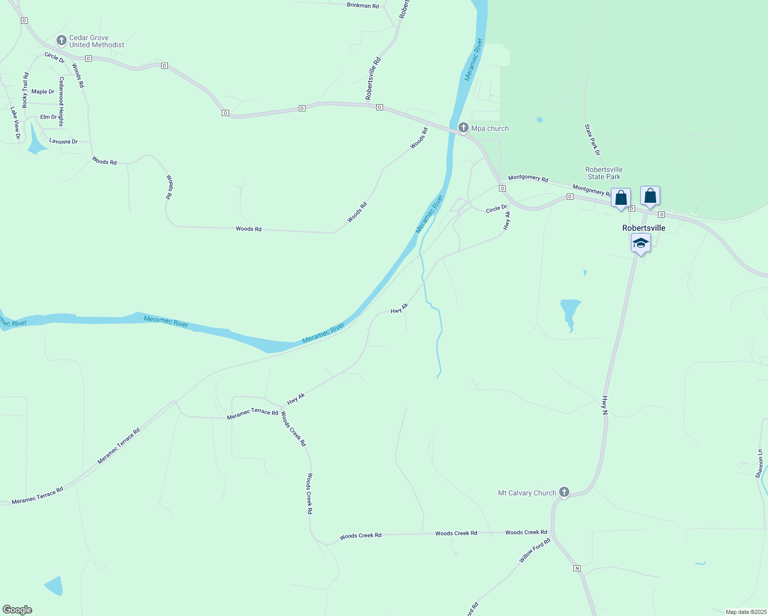 map of restaurants, bars, coffee shops, grocery stores, and more near 4150 Highway Ak in Robertsville