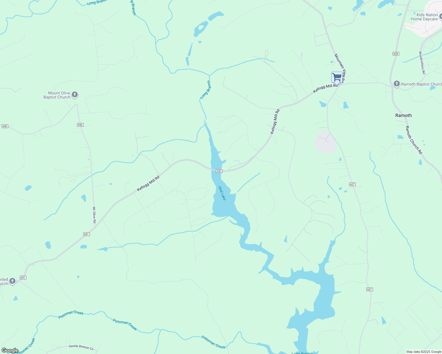 map of restaurants, bars, coffee shops, grocery stores, and more near 704 Kellogg Mill Road in Fredericksburg