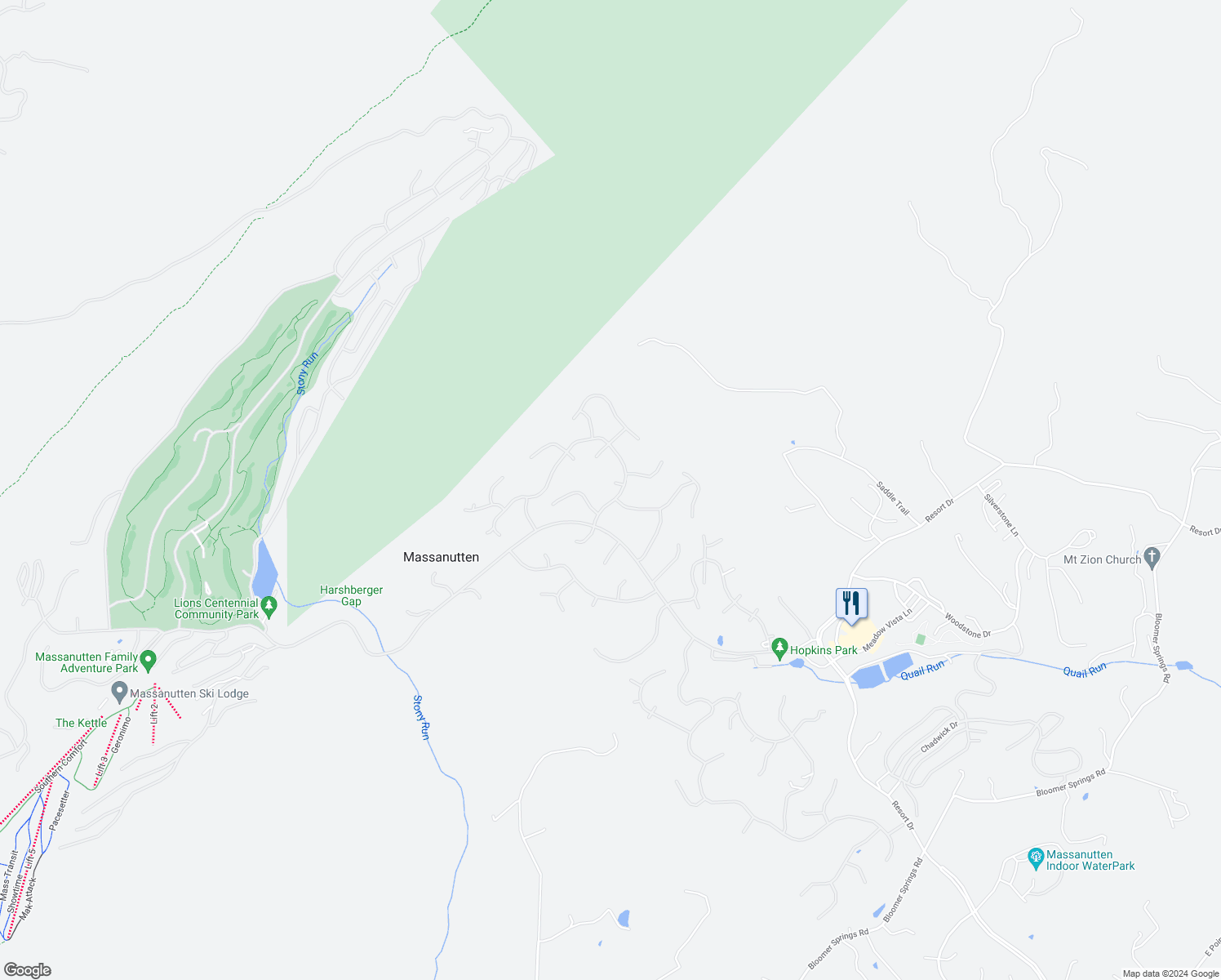 map of restaurants, bars, coffee shops, grocery stores, and more near 133 Page Court in McGaheysville