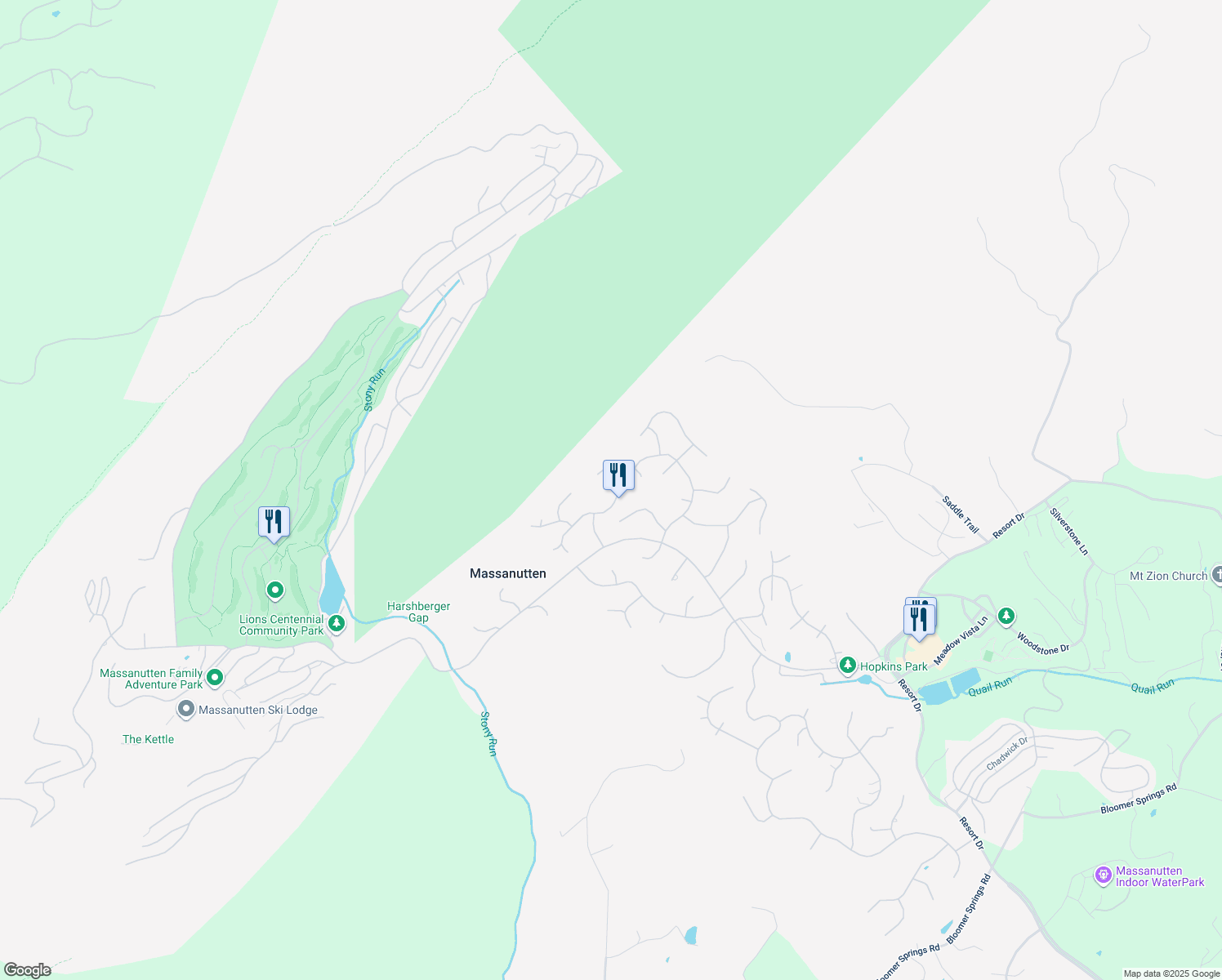 map of restaurants, bars, coffee shops, grocery stores, and more near 2942 Hopkins Drive in McGaheysville
