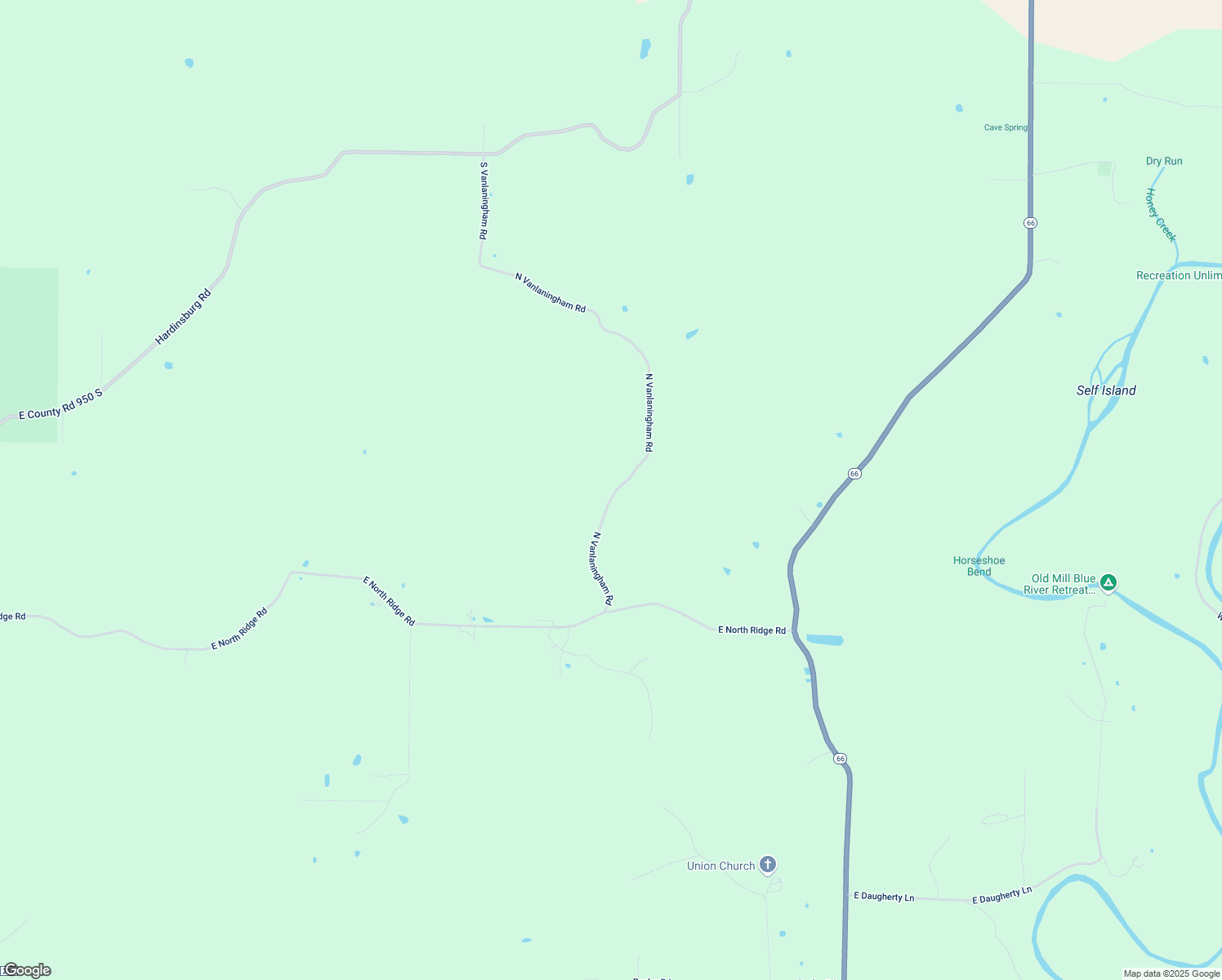 map of restaurants, bars, coffee shops, grocery stores, and more near 5271 North Vanlaningham Road in Milltown
