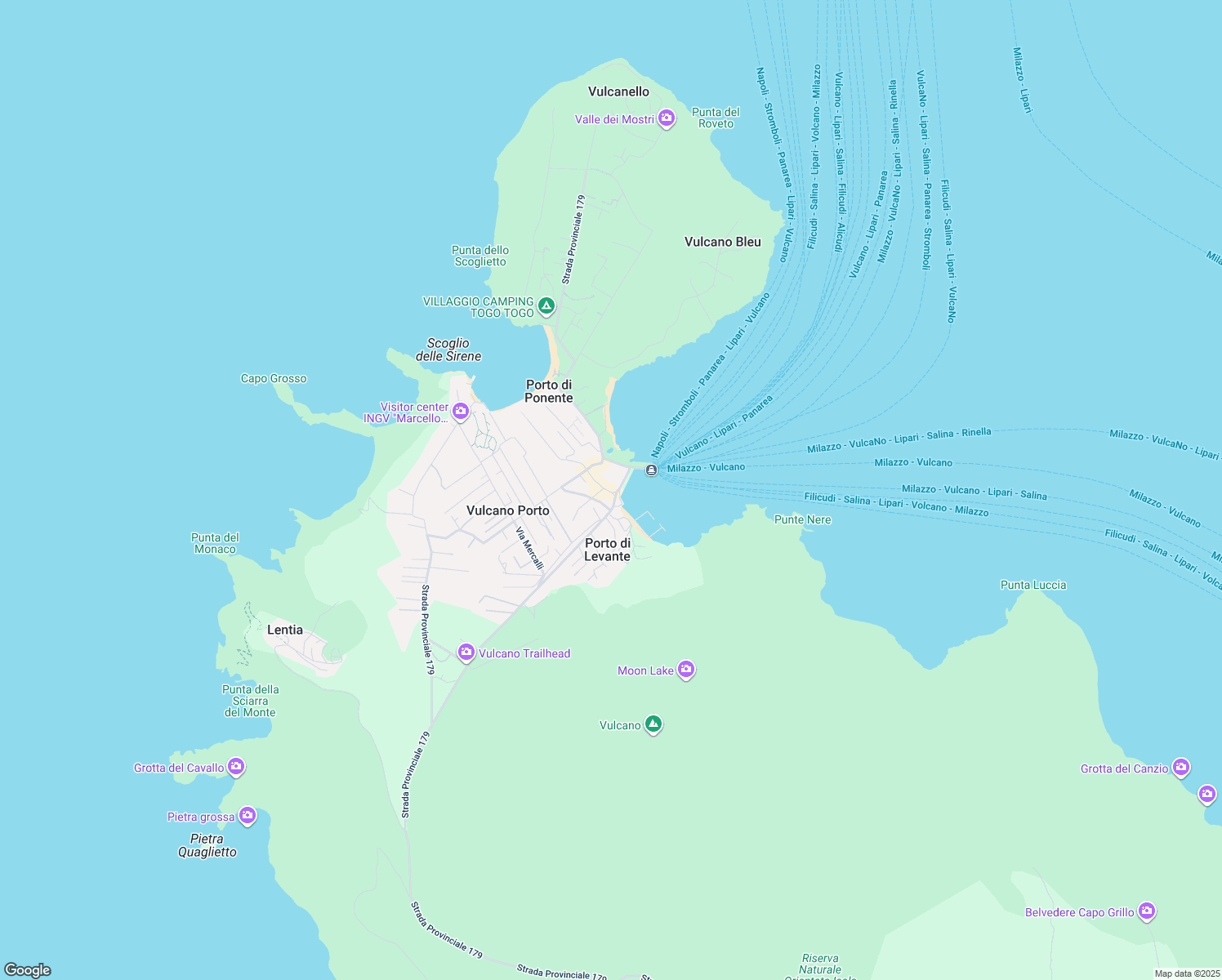 map of restaurants, bars, coffee shops, grocery stores, and more near 7 Contrada Porto Levante in Vulcano Porto