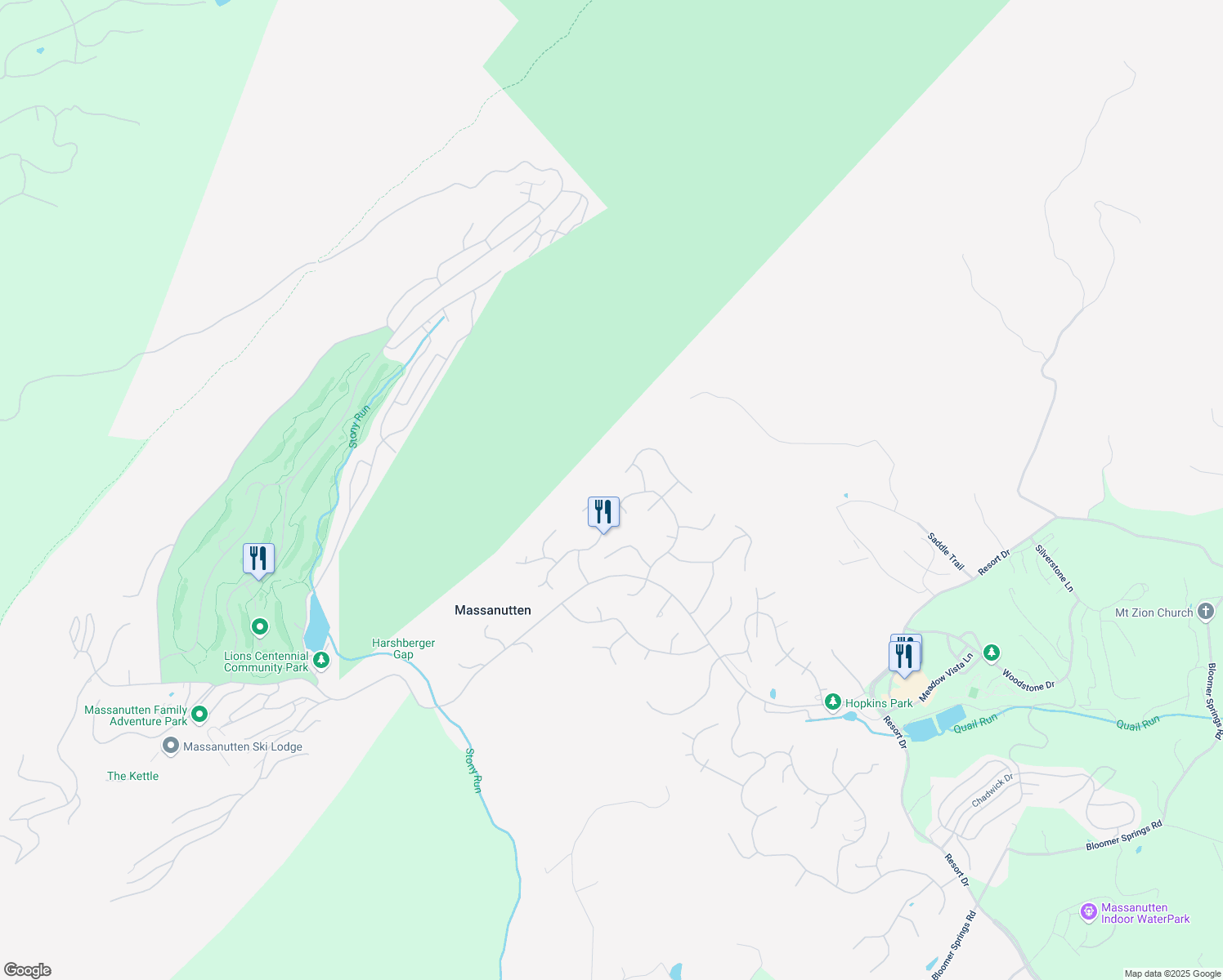 map of restaurants, bars, coffee shops, grocery stores, and more near 240 Congers Lane in McGaheysville
