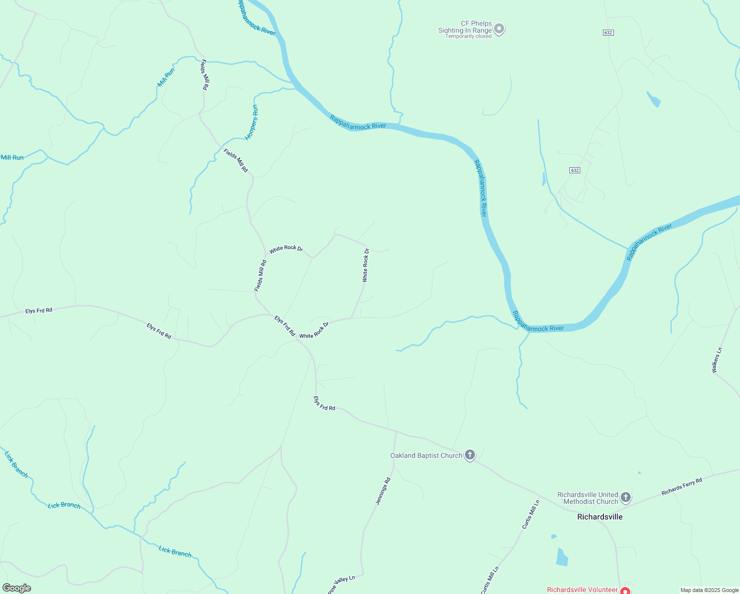 map of restaurants, bars, coffee shops, grocery stores, and more near 20835 White Rock Drive in Richardsville