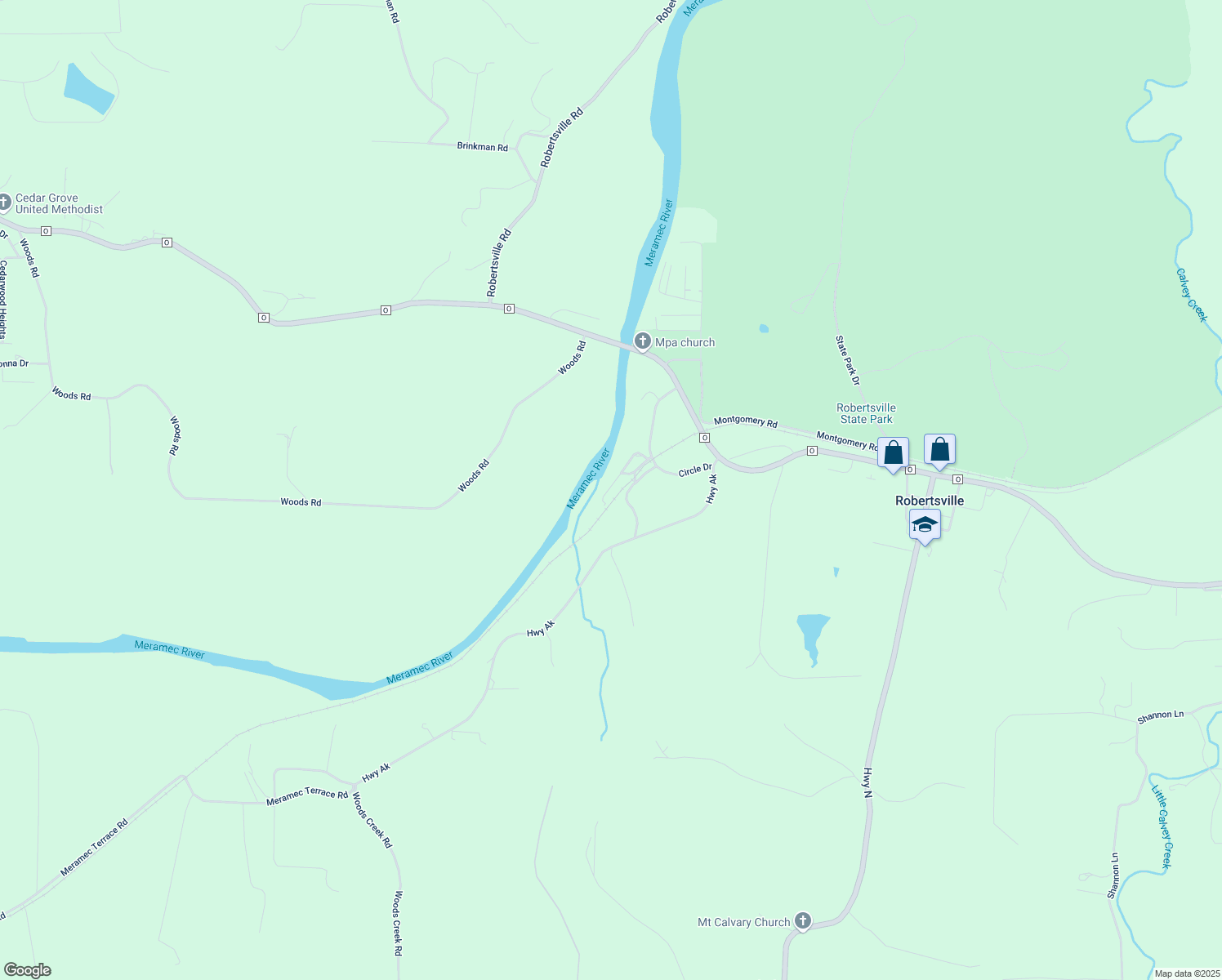 map of restaurants, bars, coffee shops, grocery stores, and more near 676 Woodward Avenue in Robertsville
