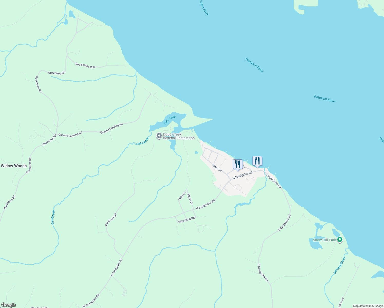 map of restaurants, bars, coffee shops, grocery stores, and more near 27212 Holly Lane in Mechanicsville