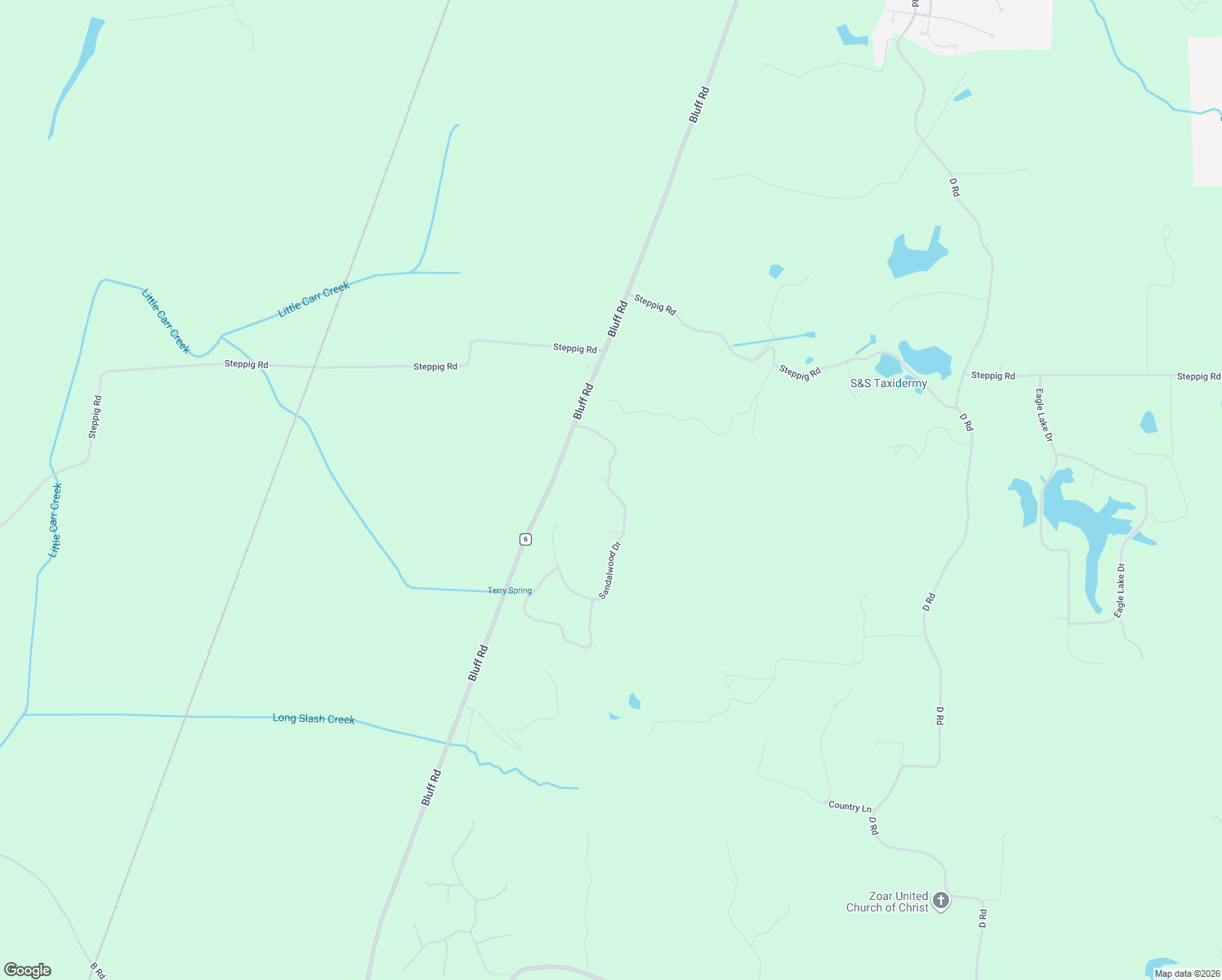 map of restaurants, bars, coffee shops, grocery stores, and more near Sandalwood Drive in Monroe County