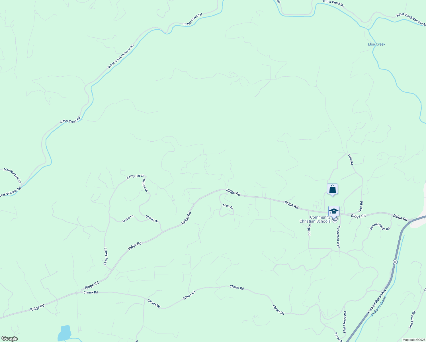 map of restaurants, bars, coffee shops, grocery stores, and more near 14634 Tanyard Hill Road in Pine Grove
