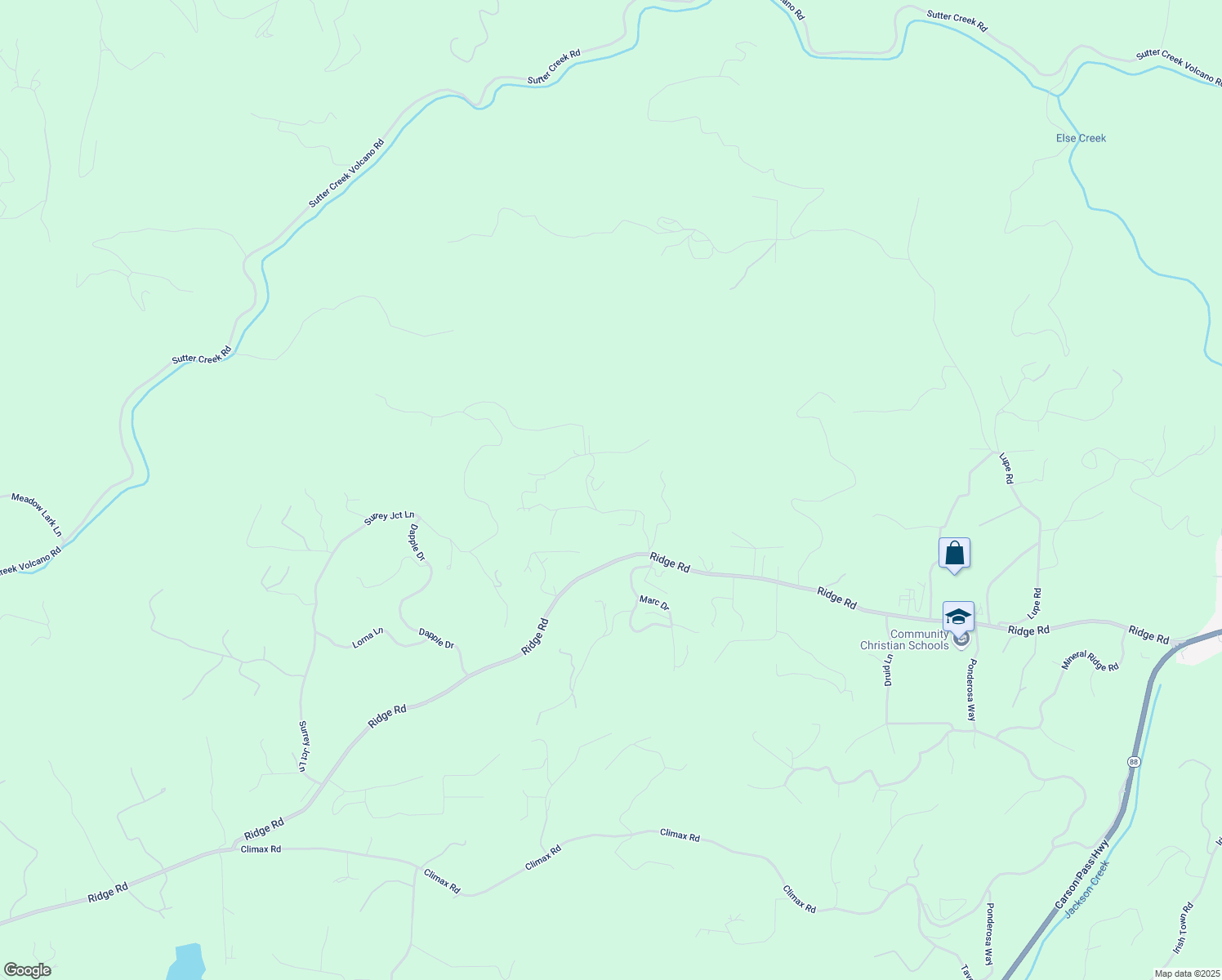 map of restaurants, bars, coffee shops, grocery stores, and more near 14634 Tanyard Hill Road in Pine Grove