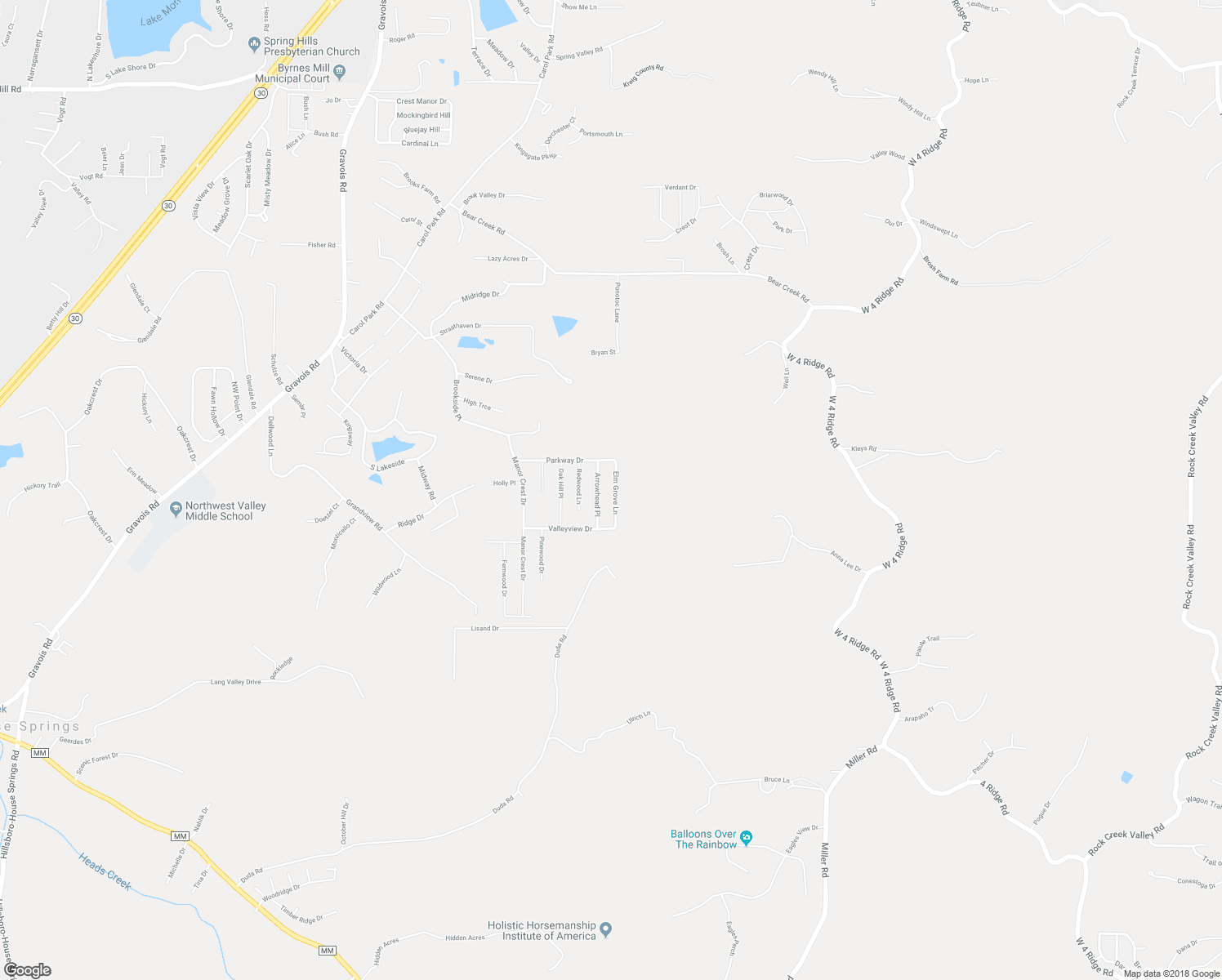 map of restaurants, bars, coffee shops, grocery stores, and more near 4257 Elm Grove Lane in House Springs