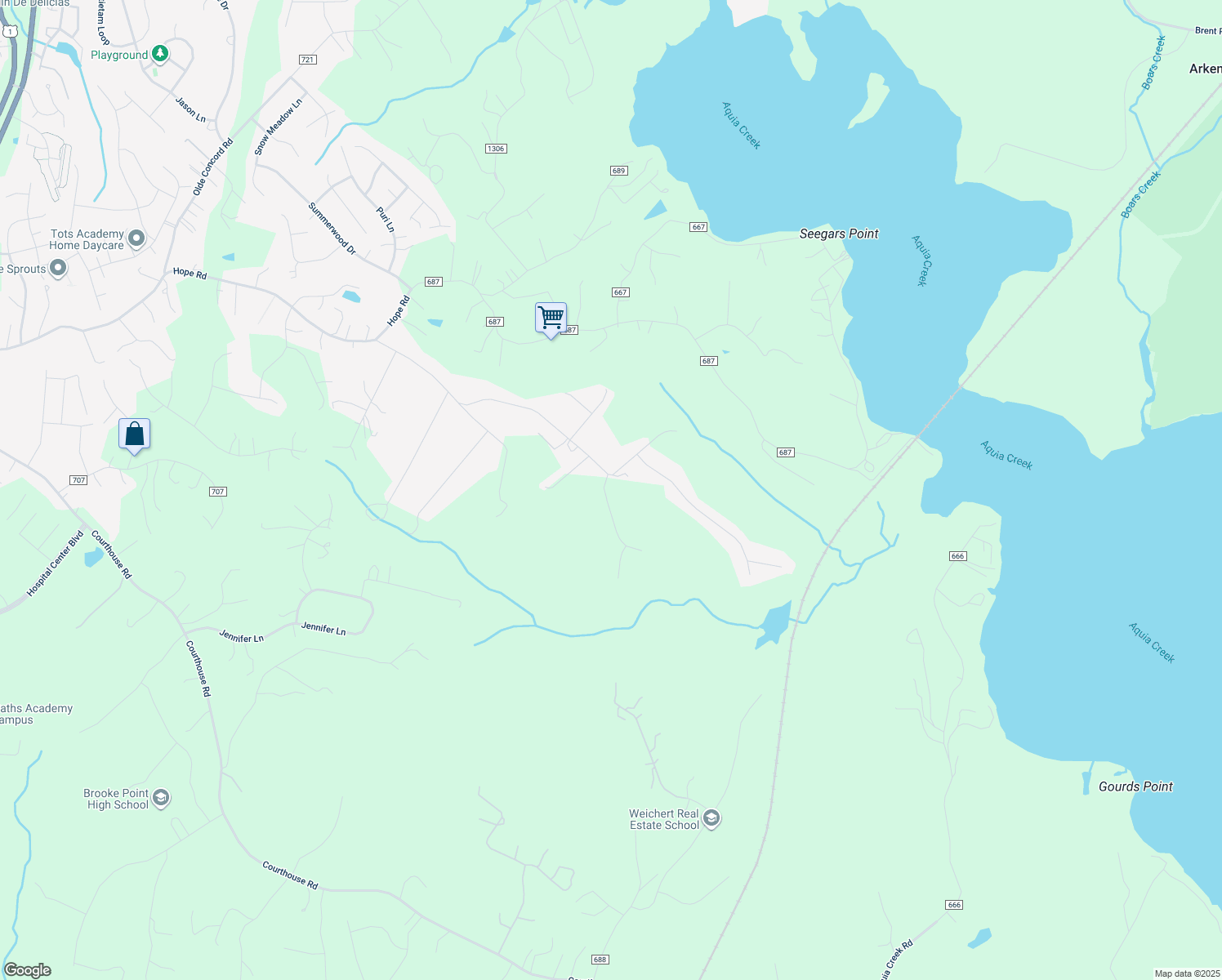 map of restaurants, bars, coffee shops, grocery stores, and more near 200 Aquia Bay Avenue in Stafford