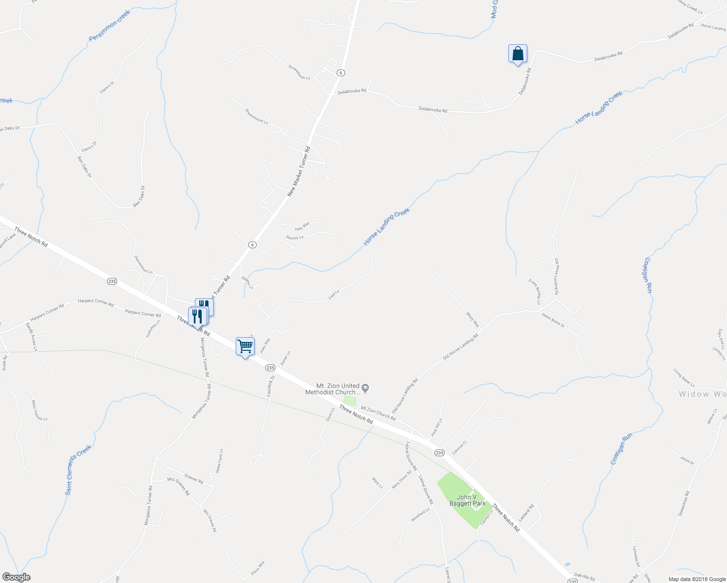 map of restaurants, bars, coffee shops, grocery stores, and more near 27455 Fred Lane in Mechanicsville