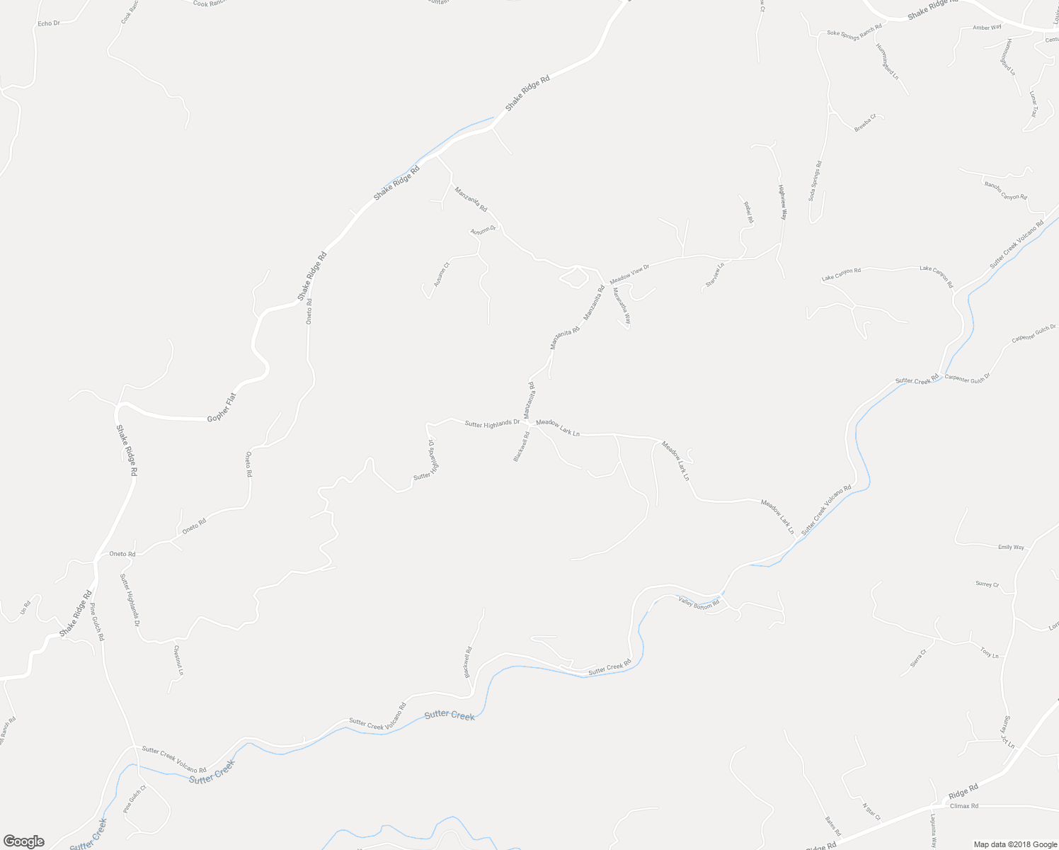 map of restaurants, bars, coffee shops, grocery stores, and more near 16045 Meadowlark Lane in Sutter Creek