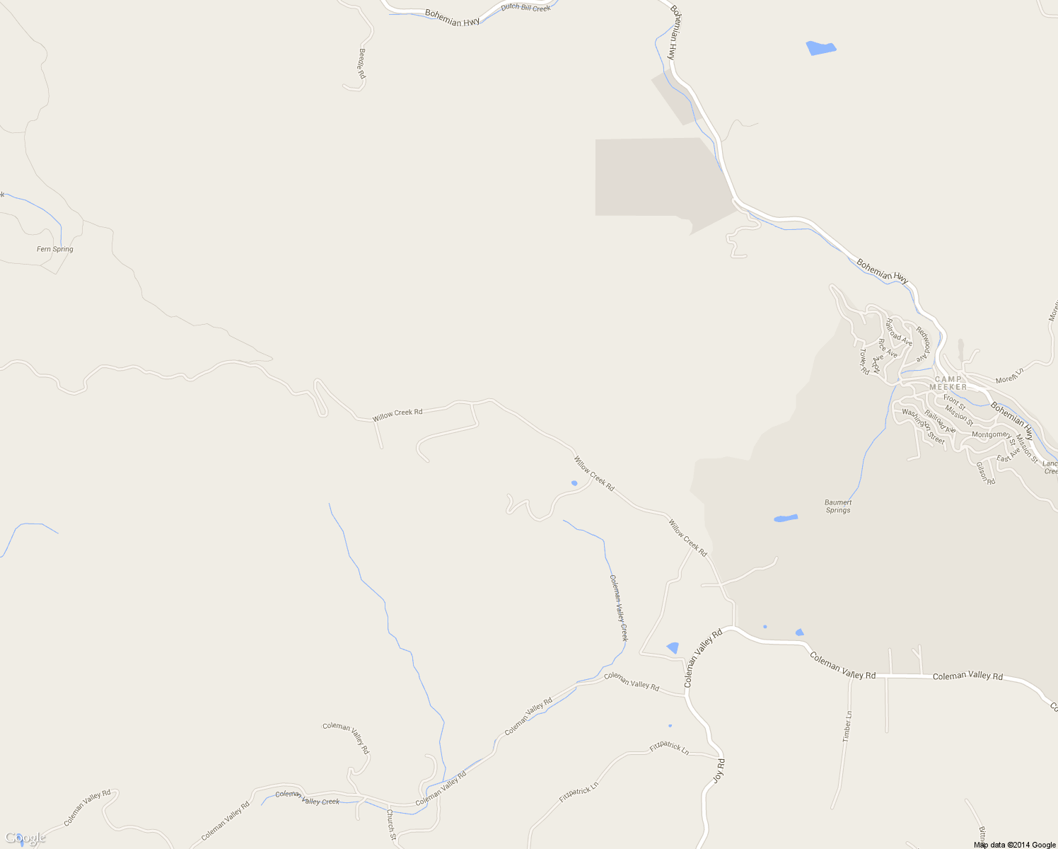 map of restaurants, bars, coffee shops, grocery stores, and more near 17600 Willow Creek Road in Occidental